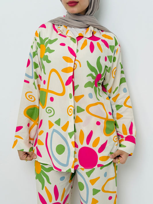 Printed Sun Set In Lime