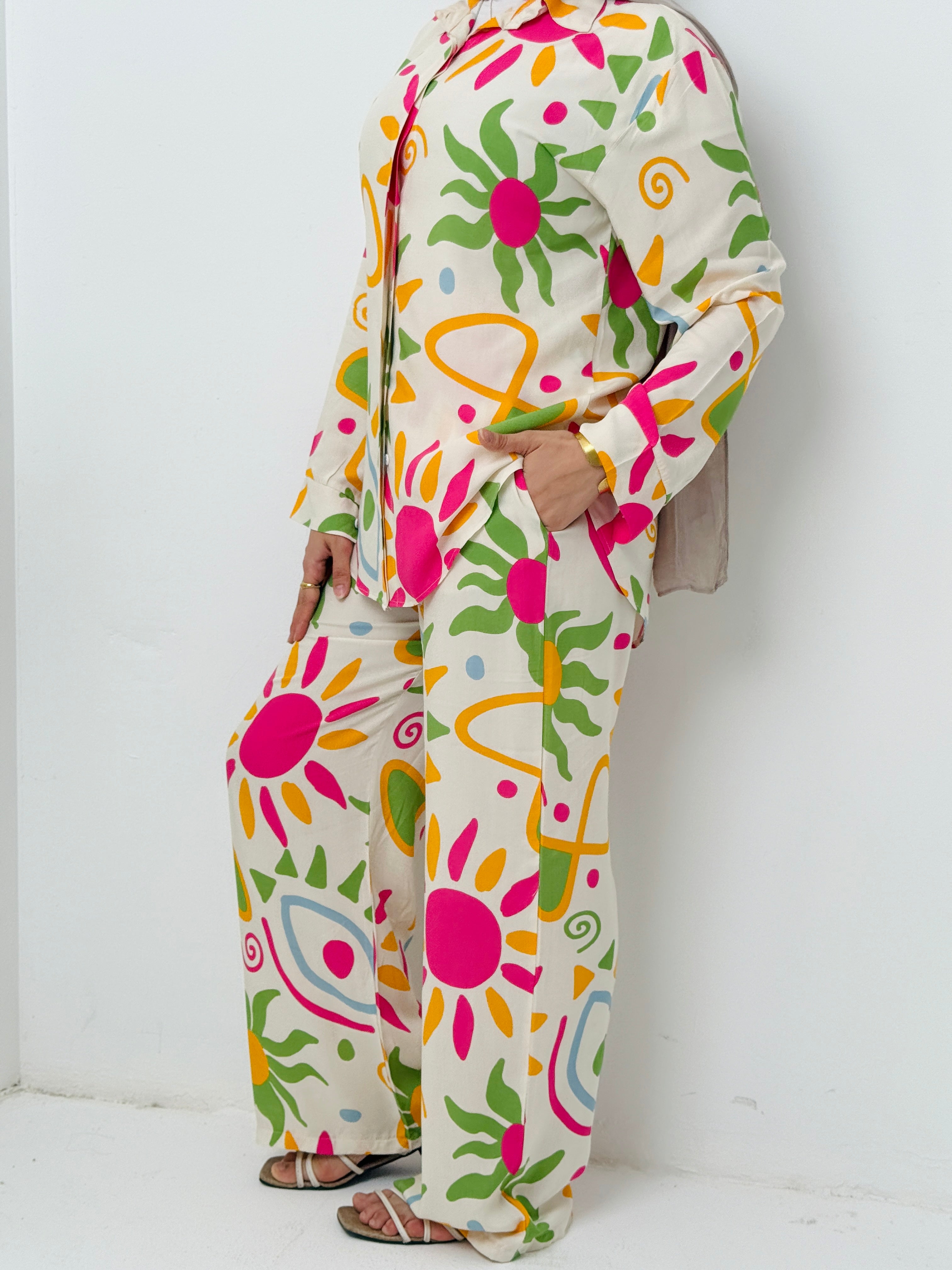 Printed Sun Set In Lime