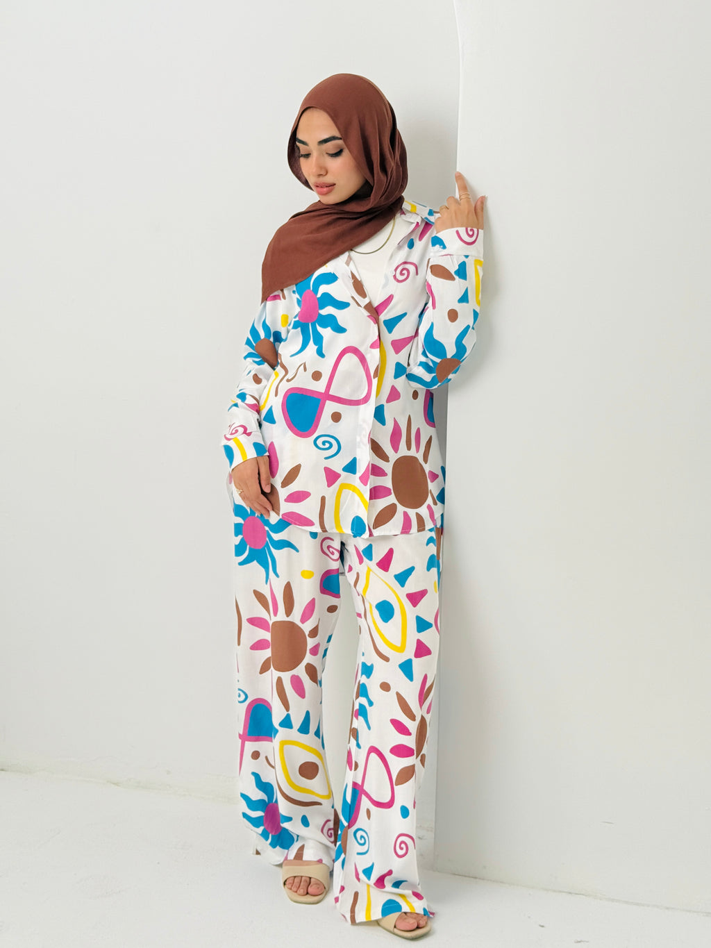 Printed Sun Set In Turquoise