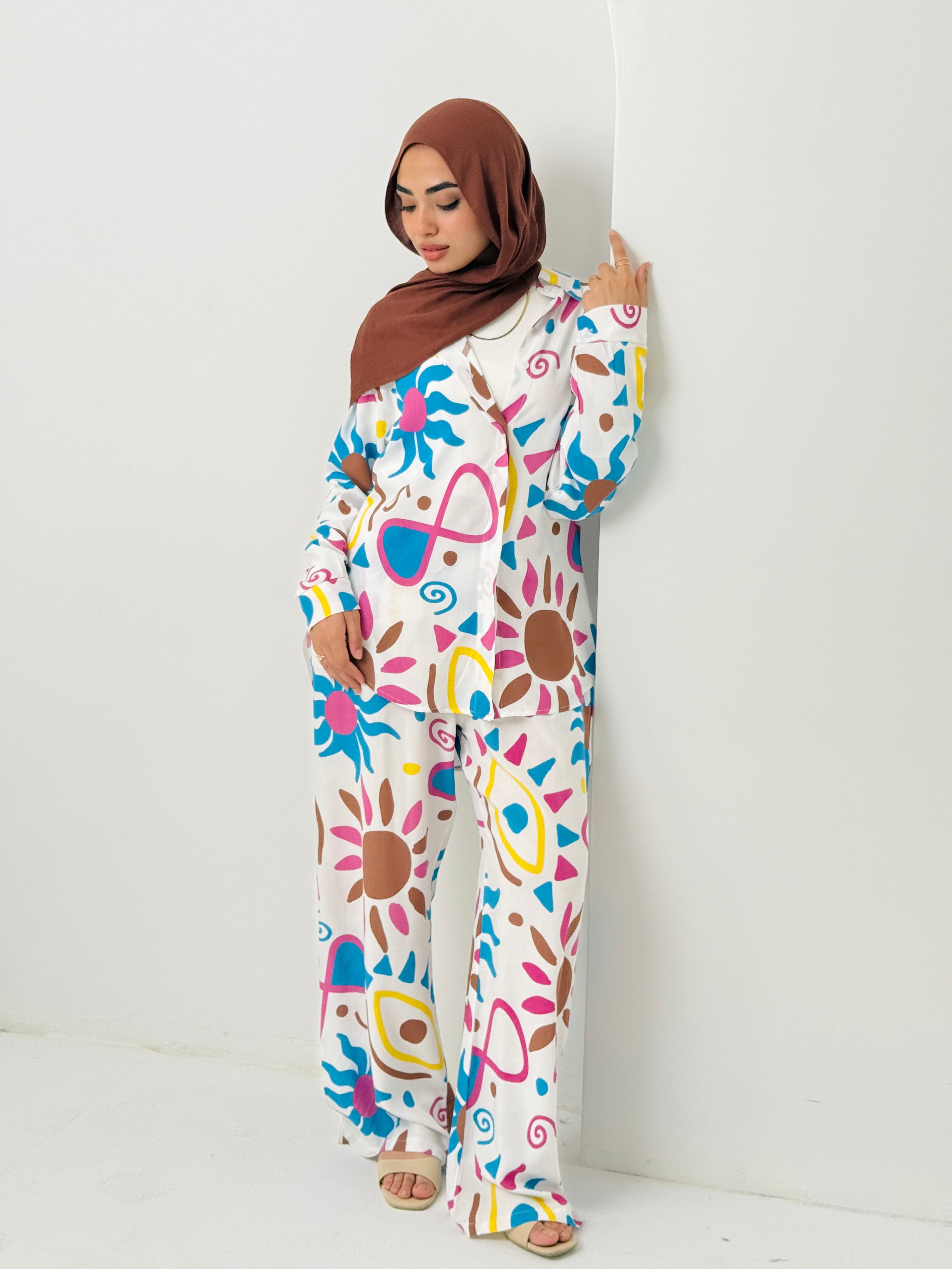 Printed Sun Set In Turquoise