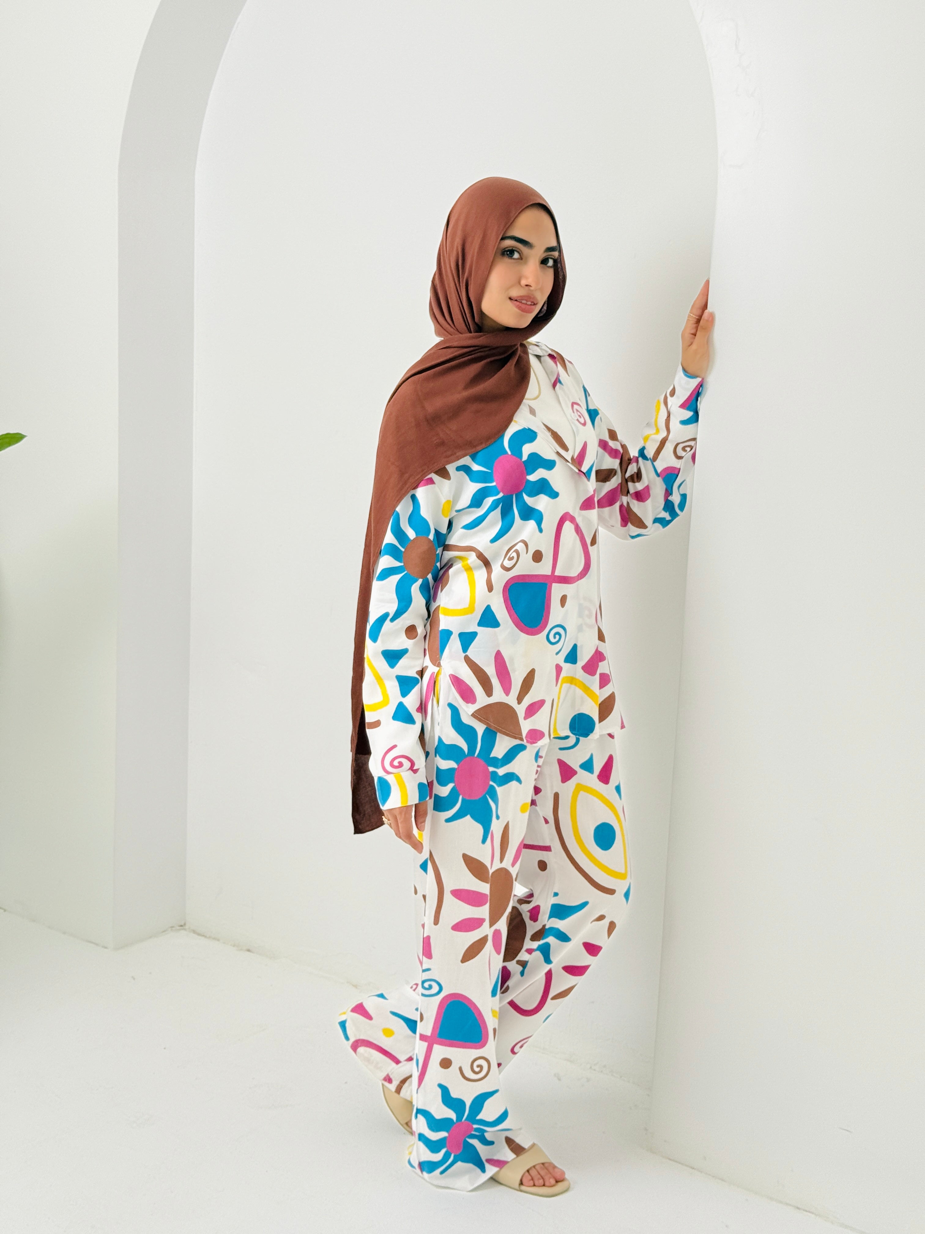 Printed Sun Set In Turquoise