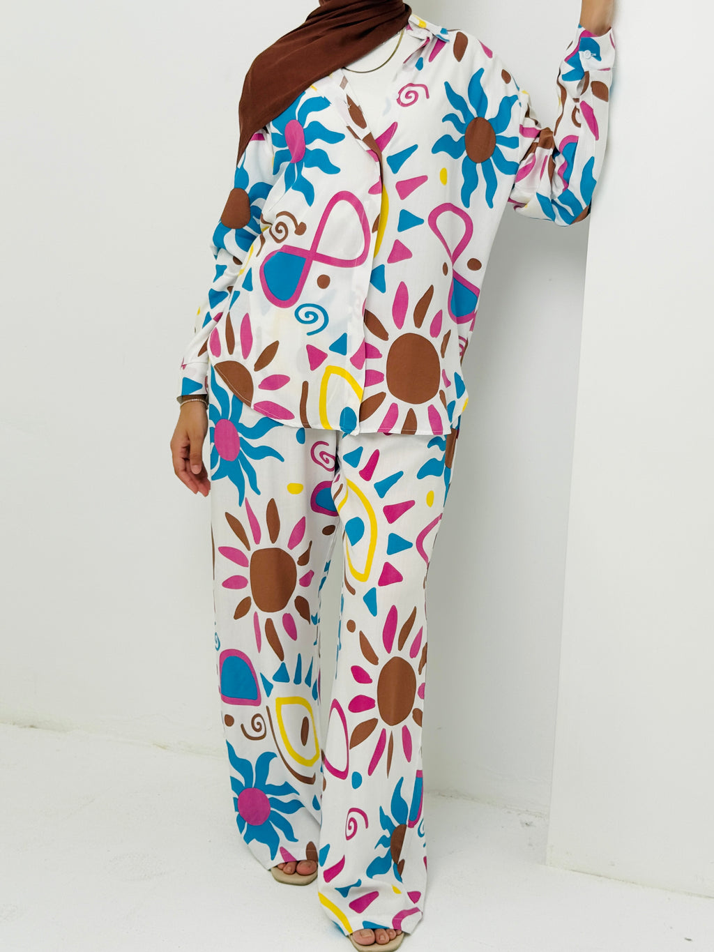 Printed Sun Set In Turquoise