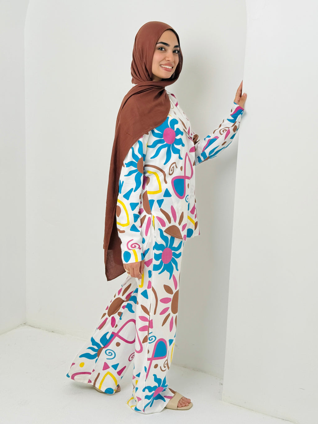 Printed Sun Set In Turquoise