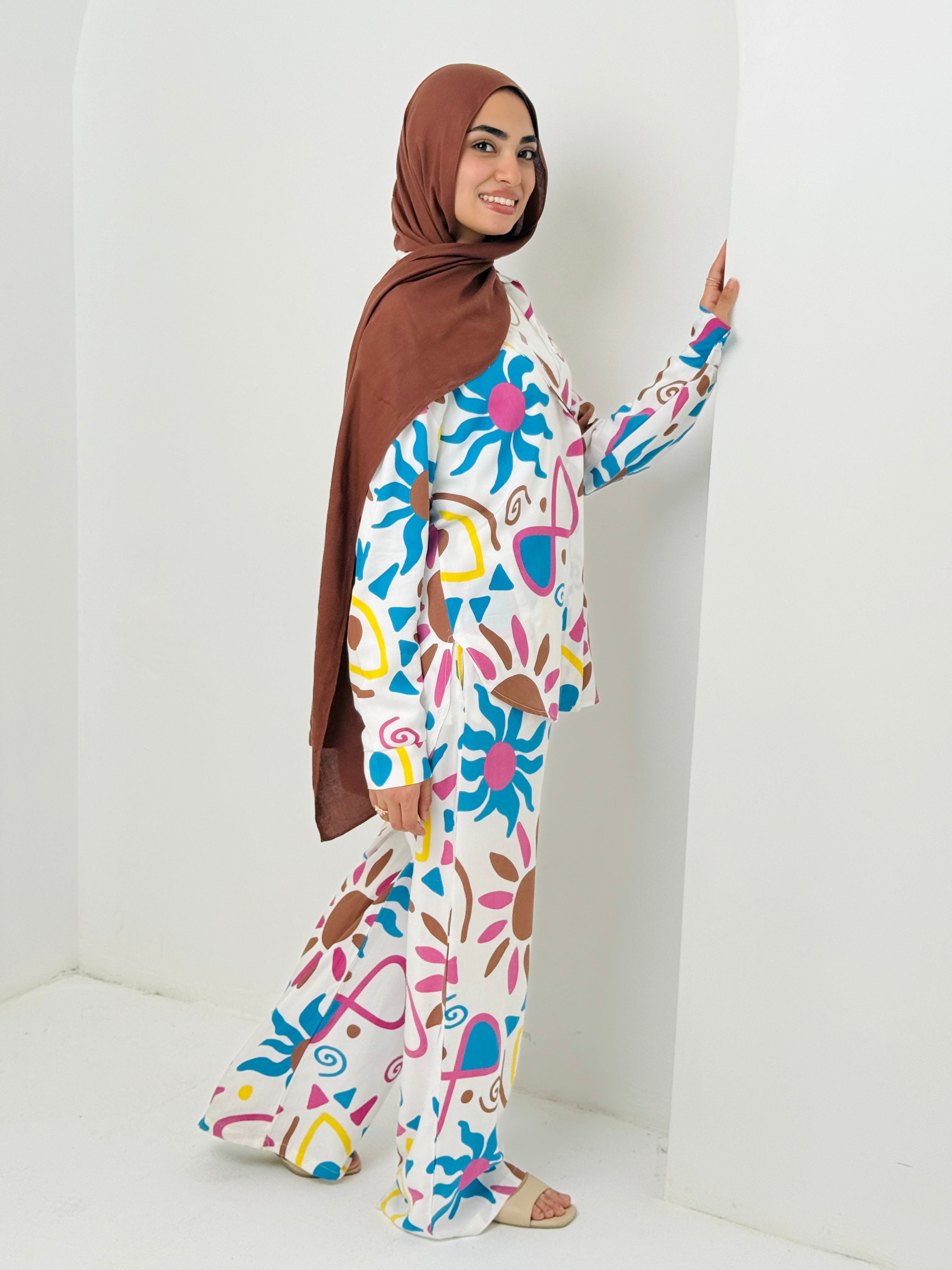 Printed Sun Set In Turquoise