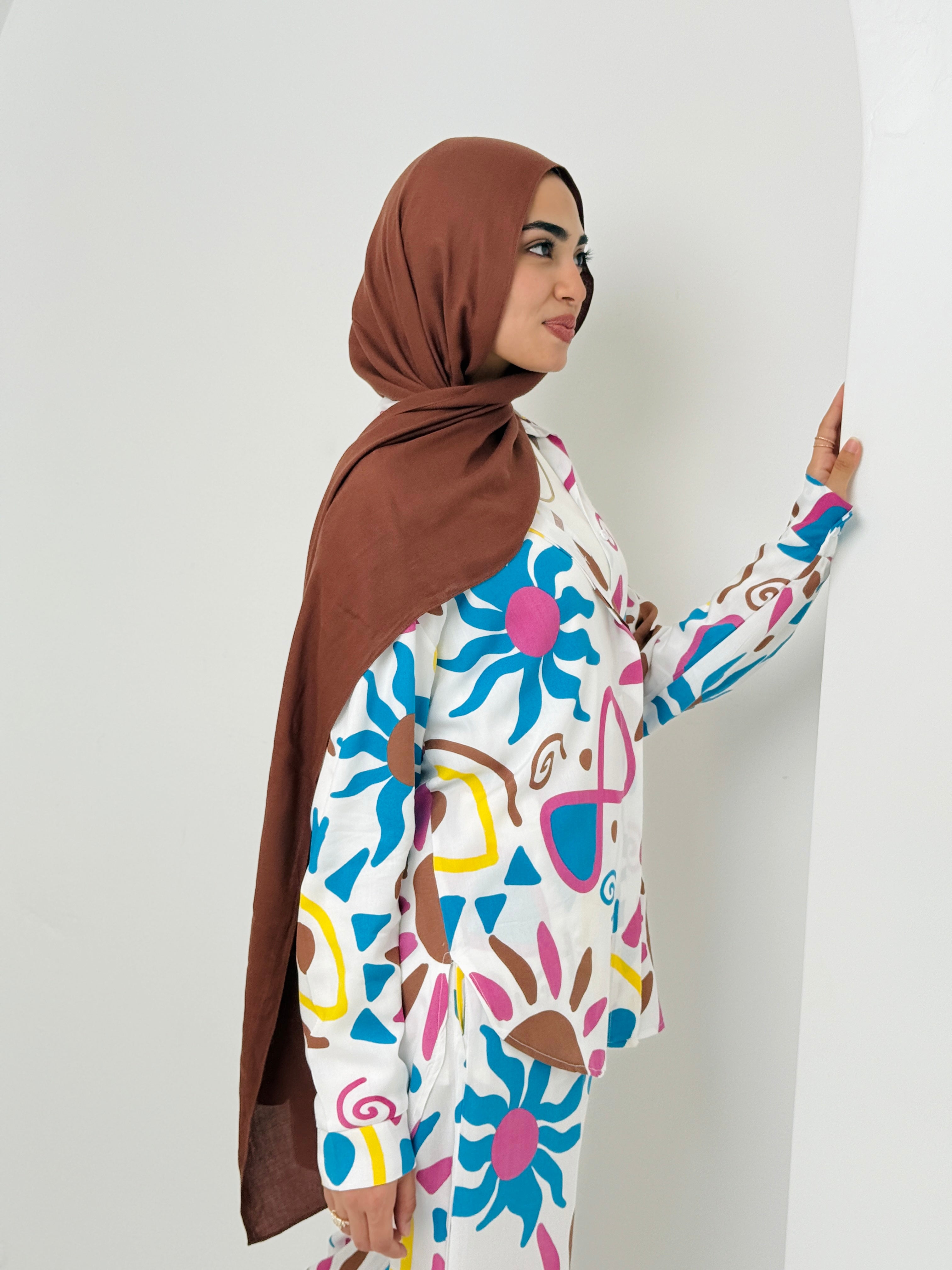 Printed Sun Set In Turquoise