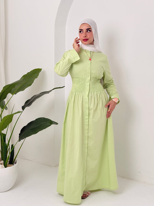 Poplin Dress In Lime