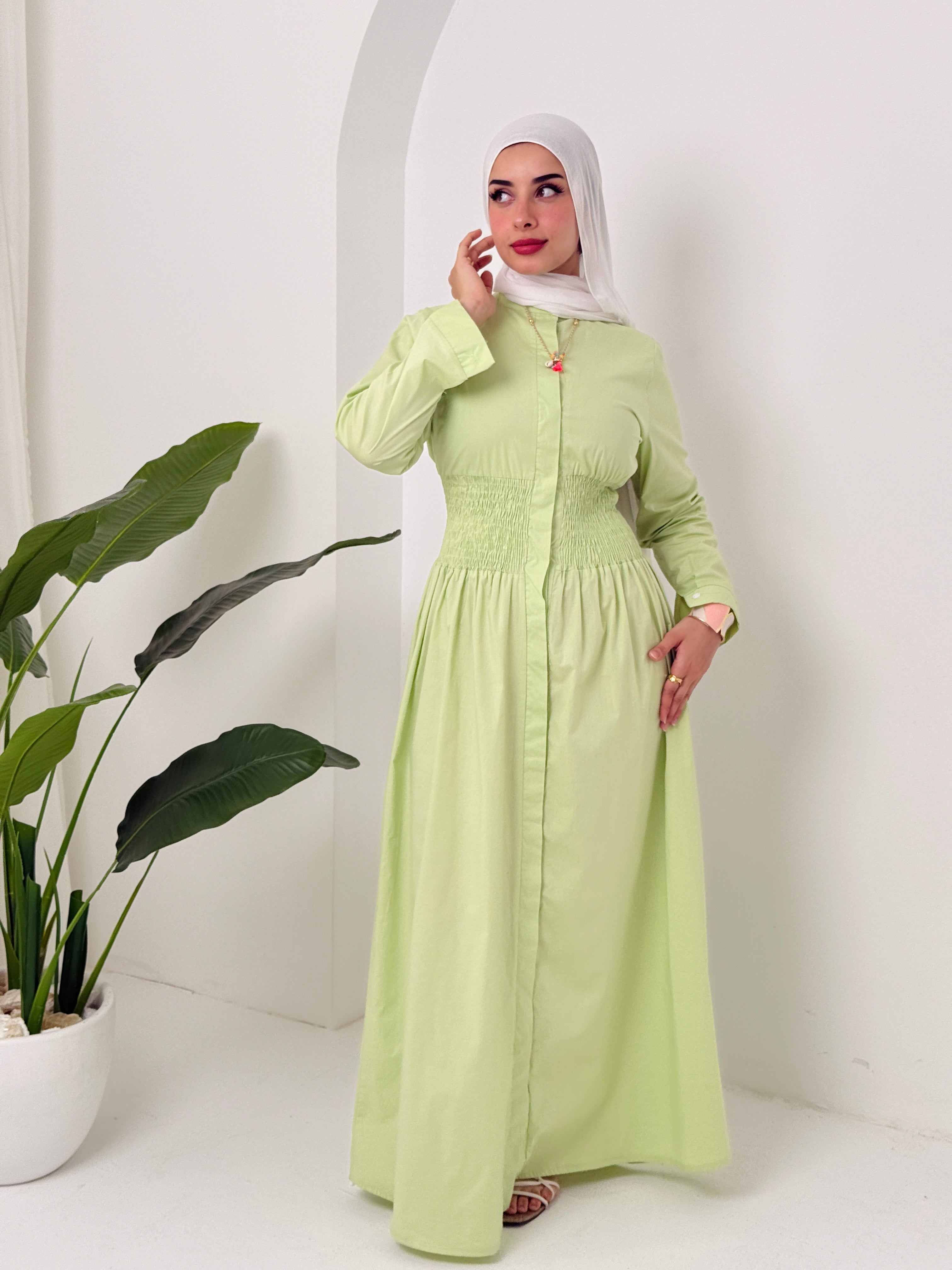 Poplin Dress In Lime