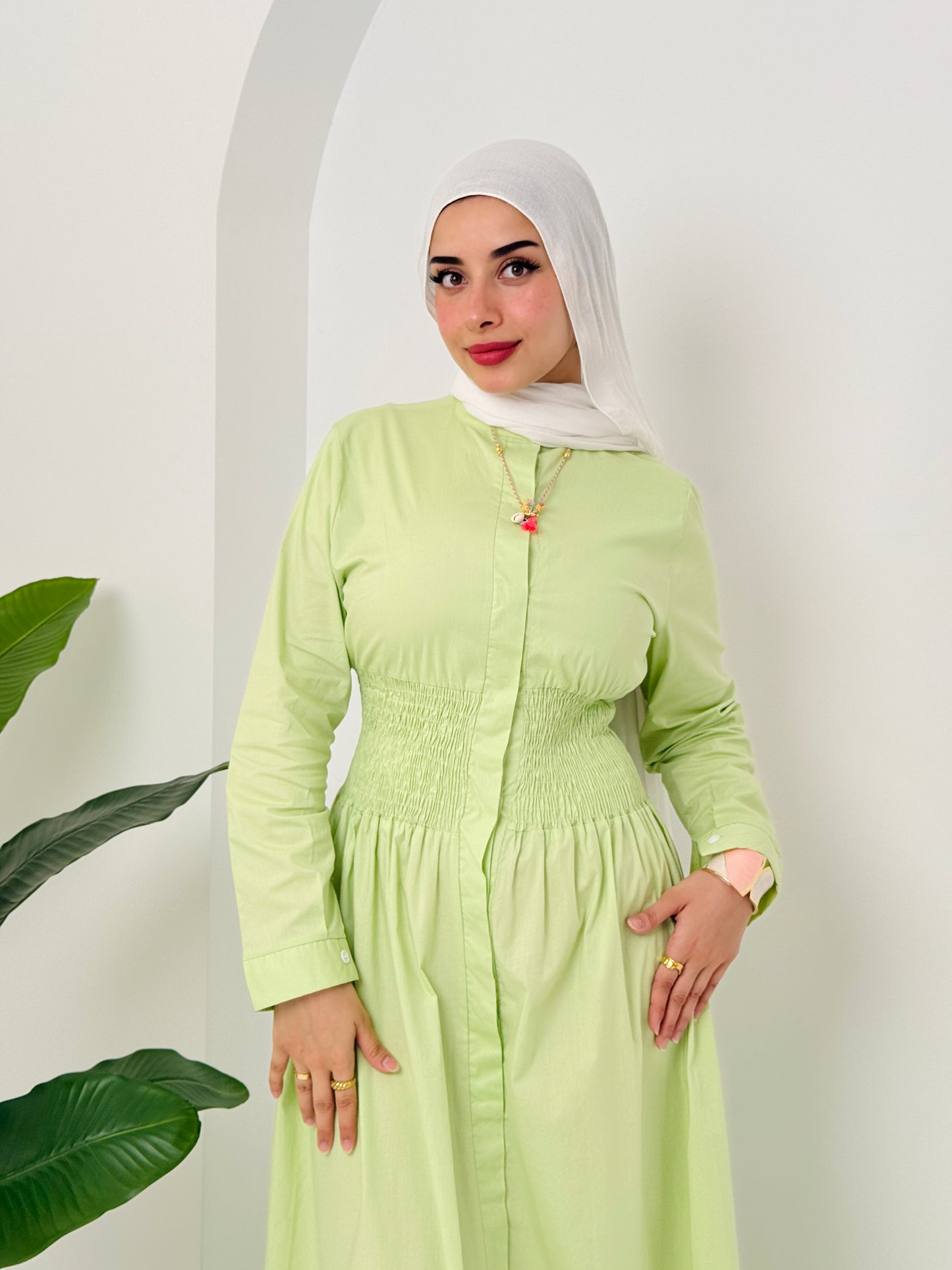 Poplin Dress In Lime