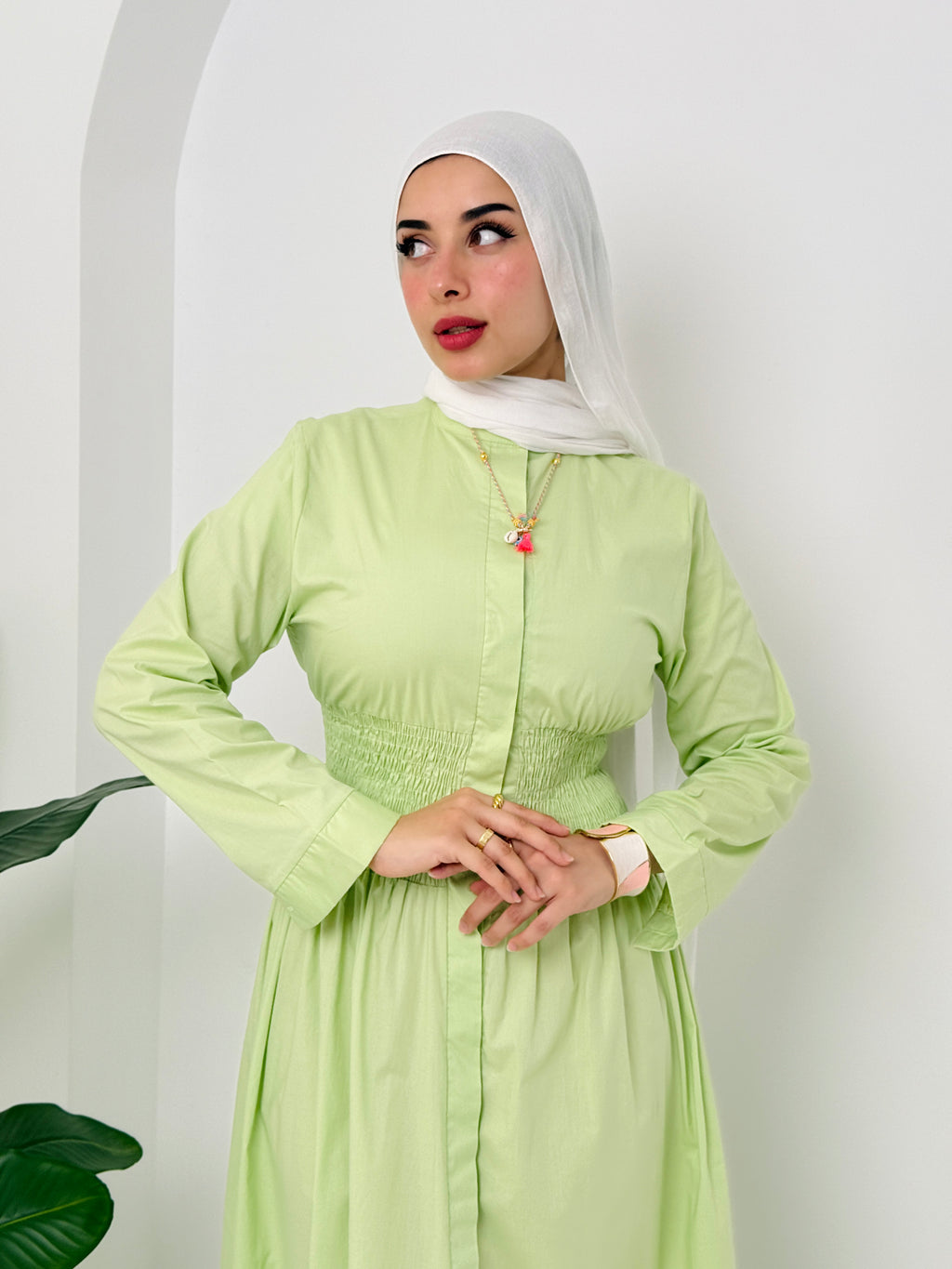 Poplin Dress In Lime