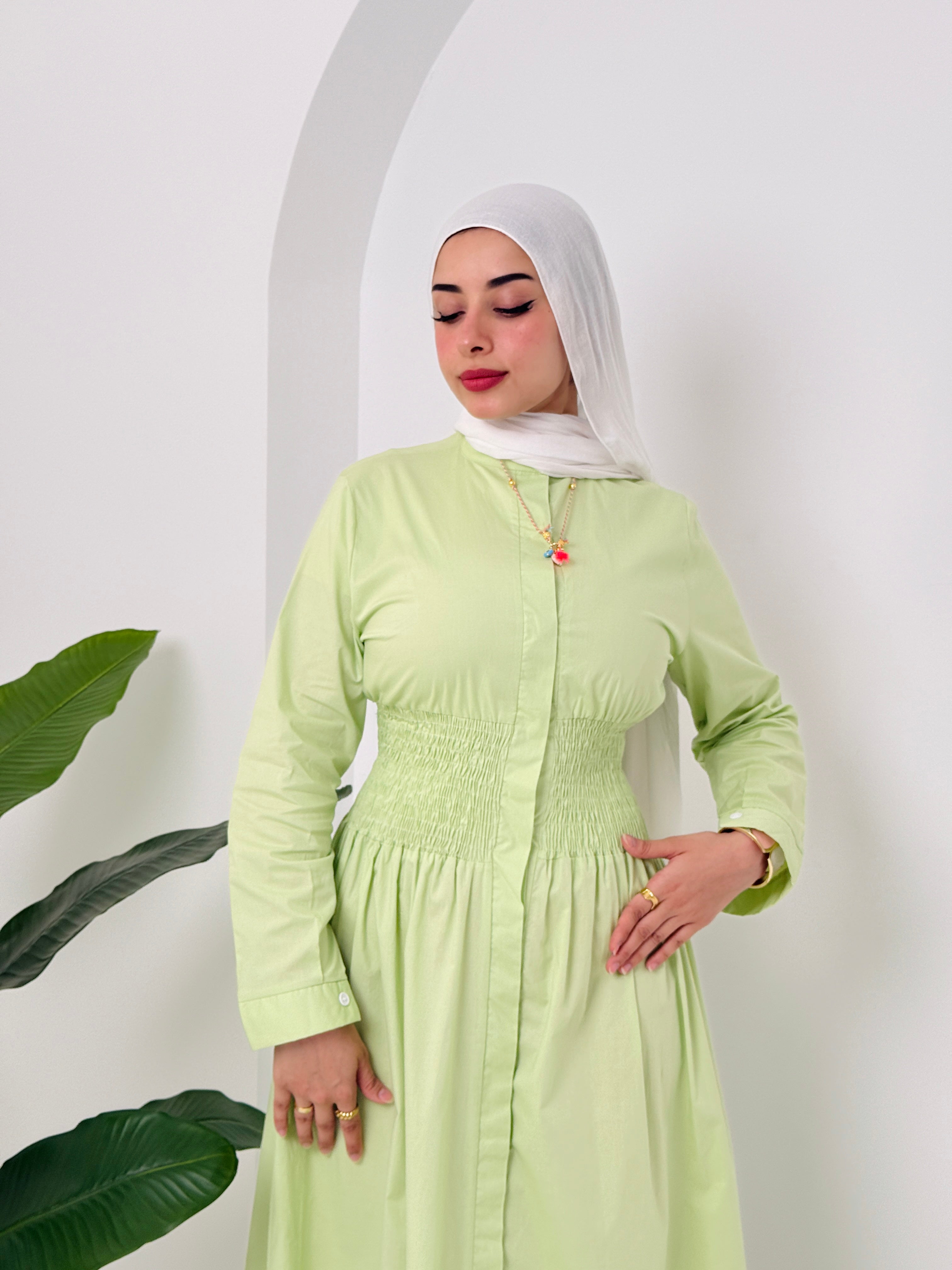 Poplin Dress In Lime