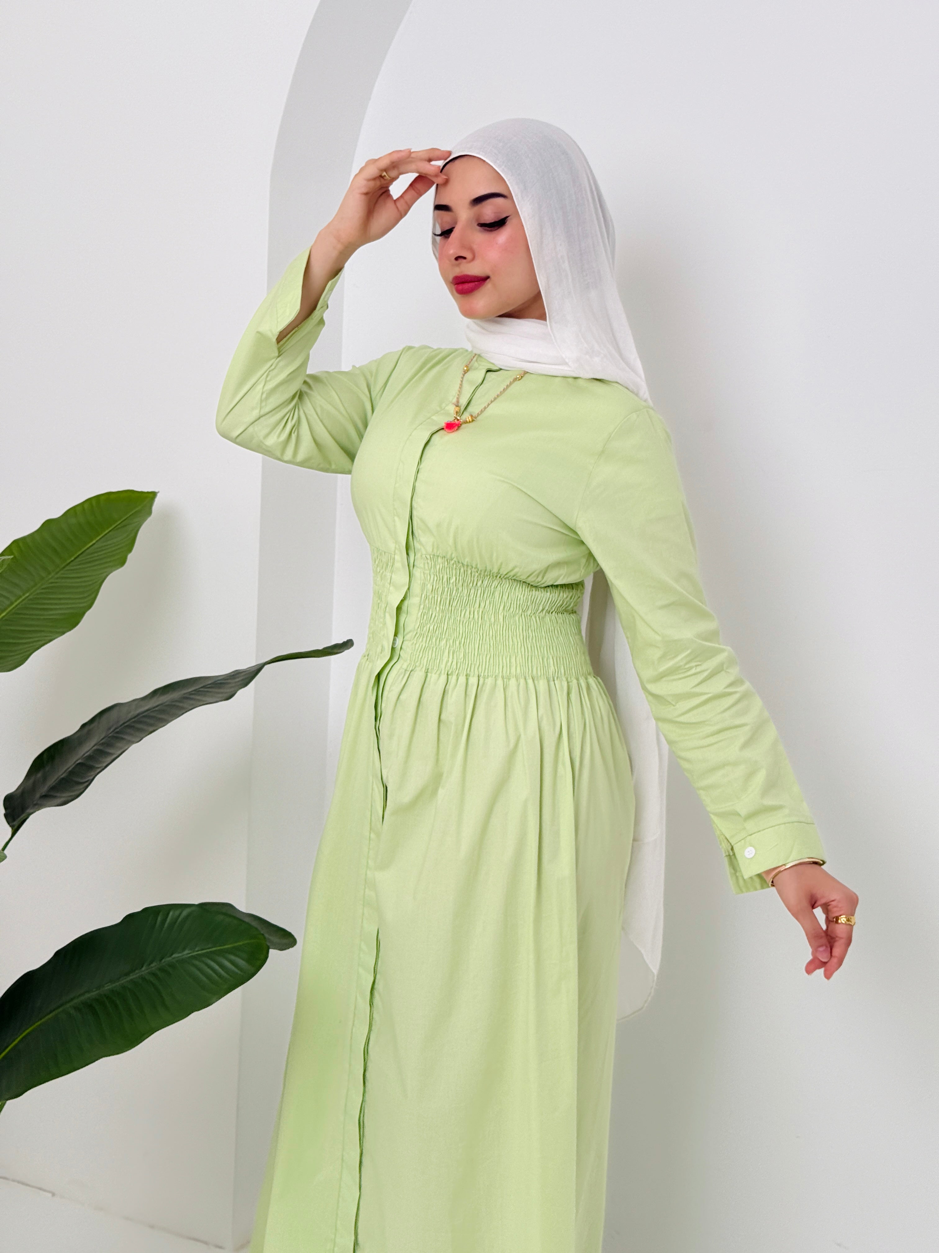 Poplin Dress In Lime