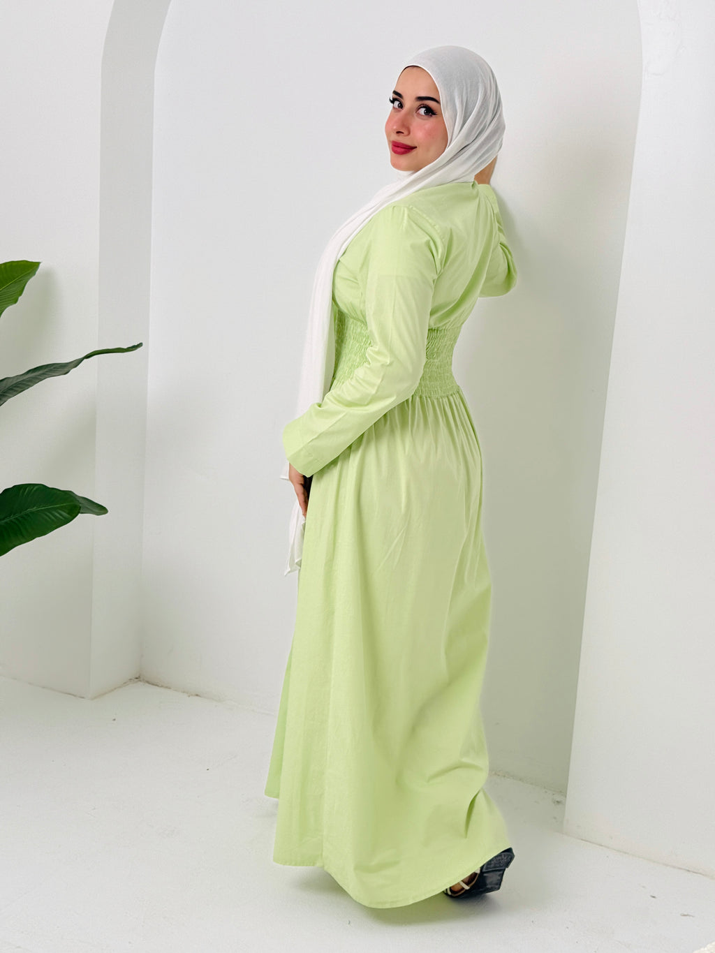Poplin Dress In Lime