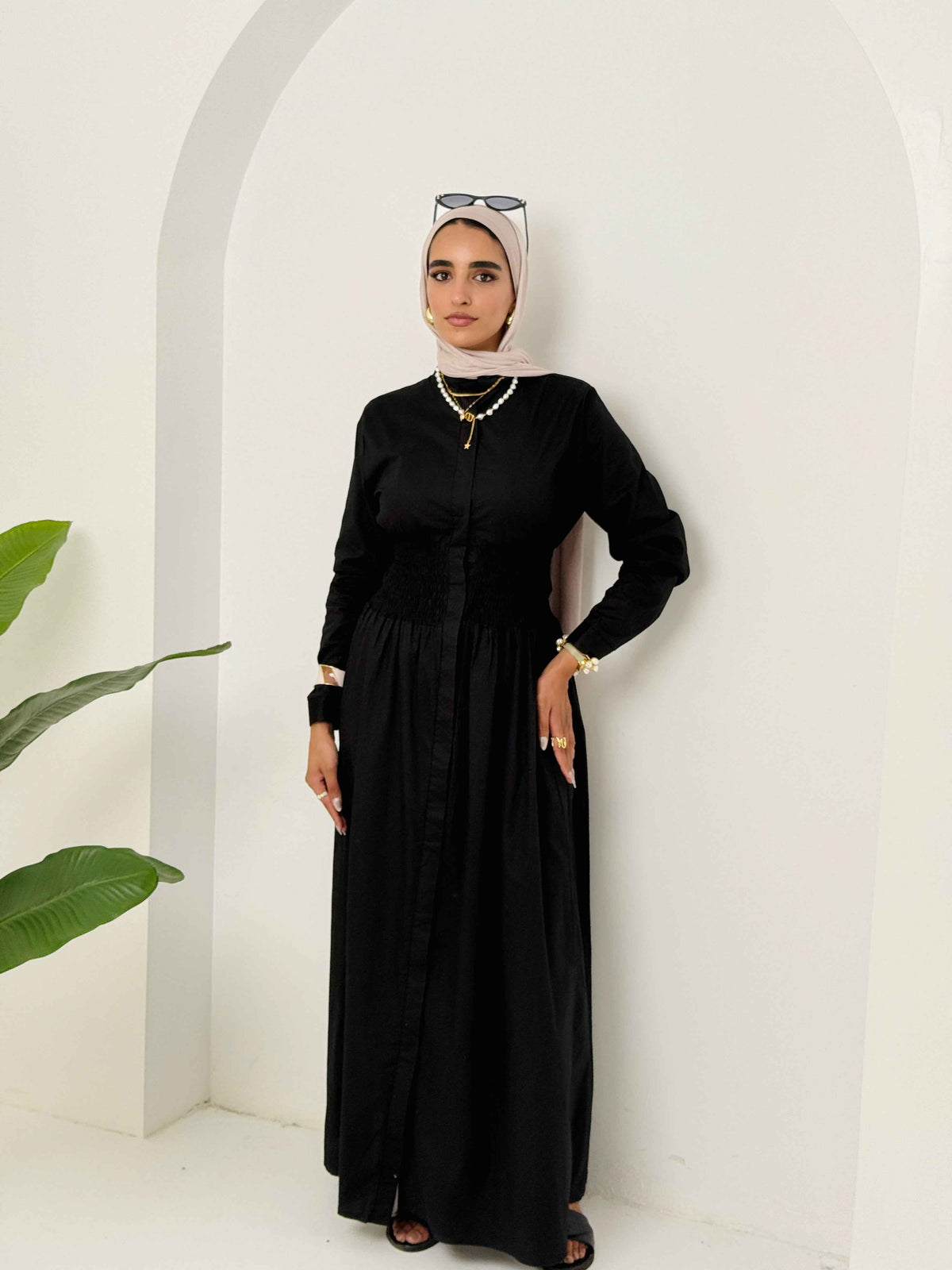 Poplin dress in black