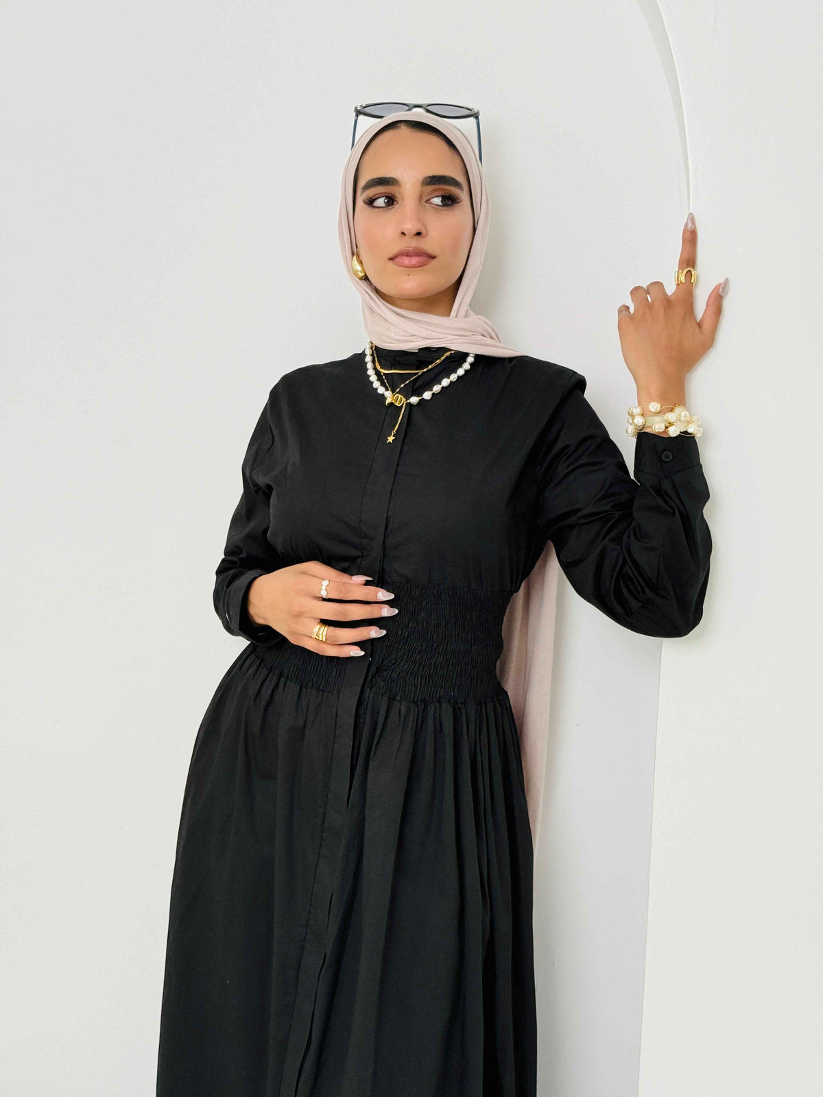 Poplin dress in black