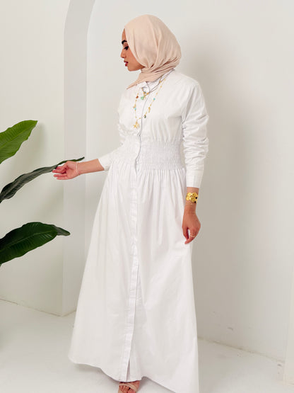 Poplin Dress In White