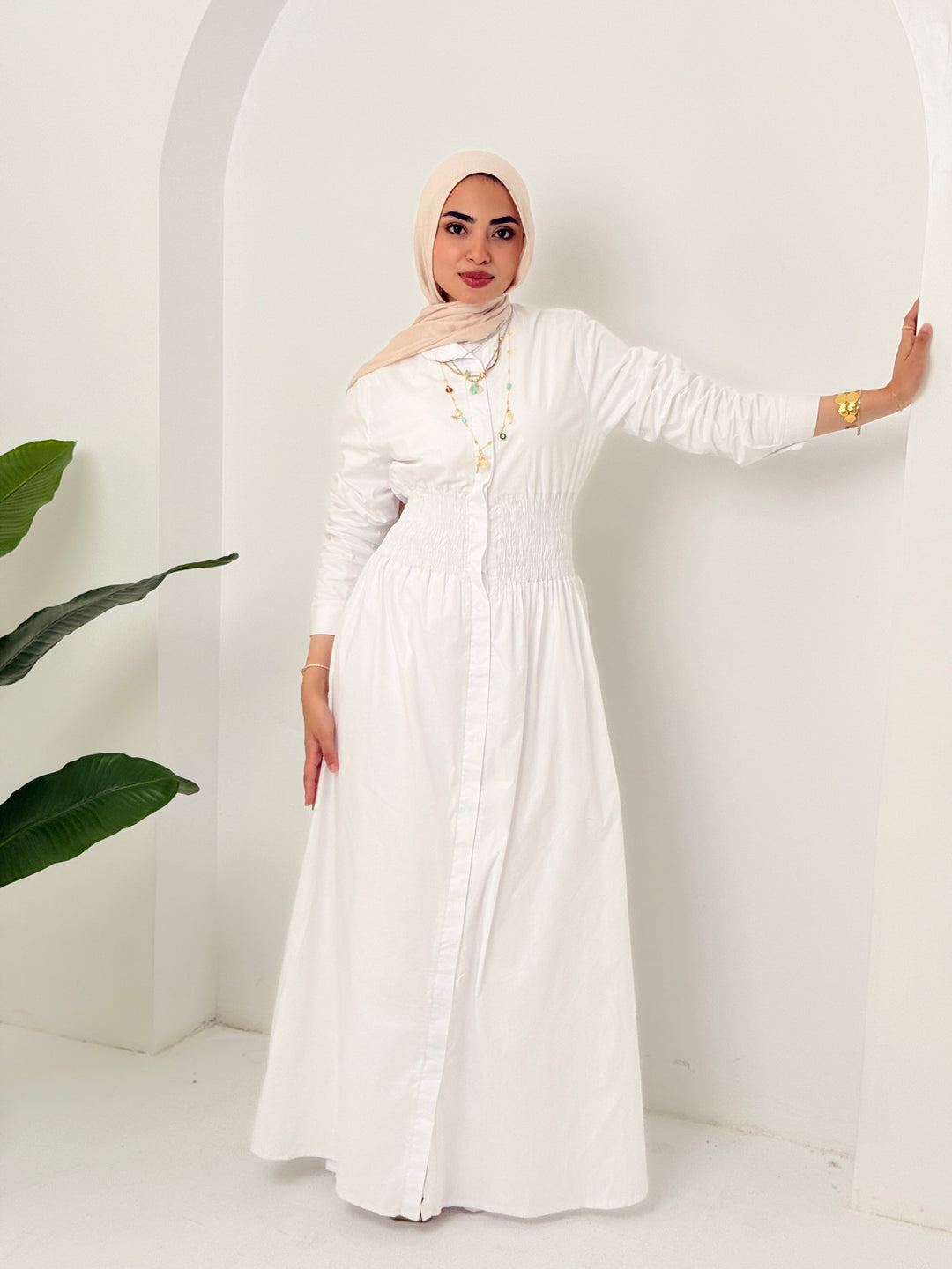 Poplin Dress In White