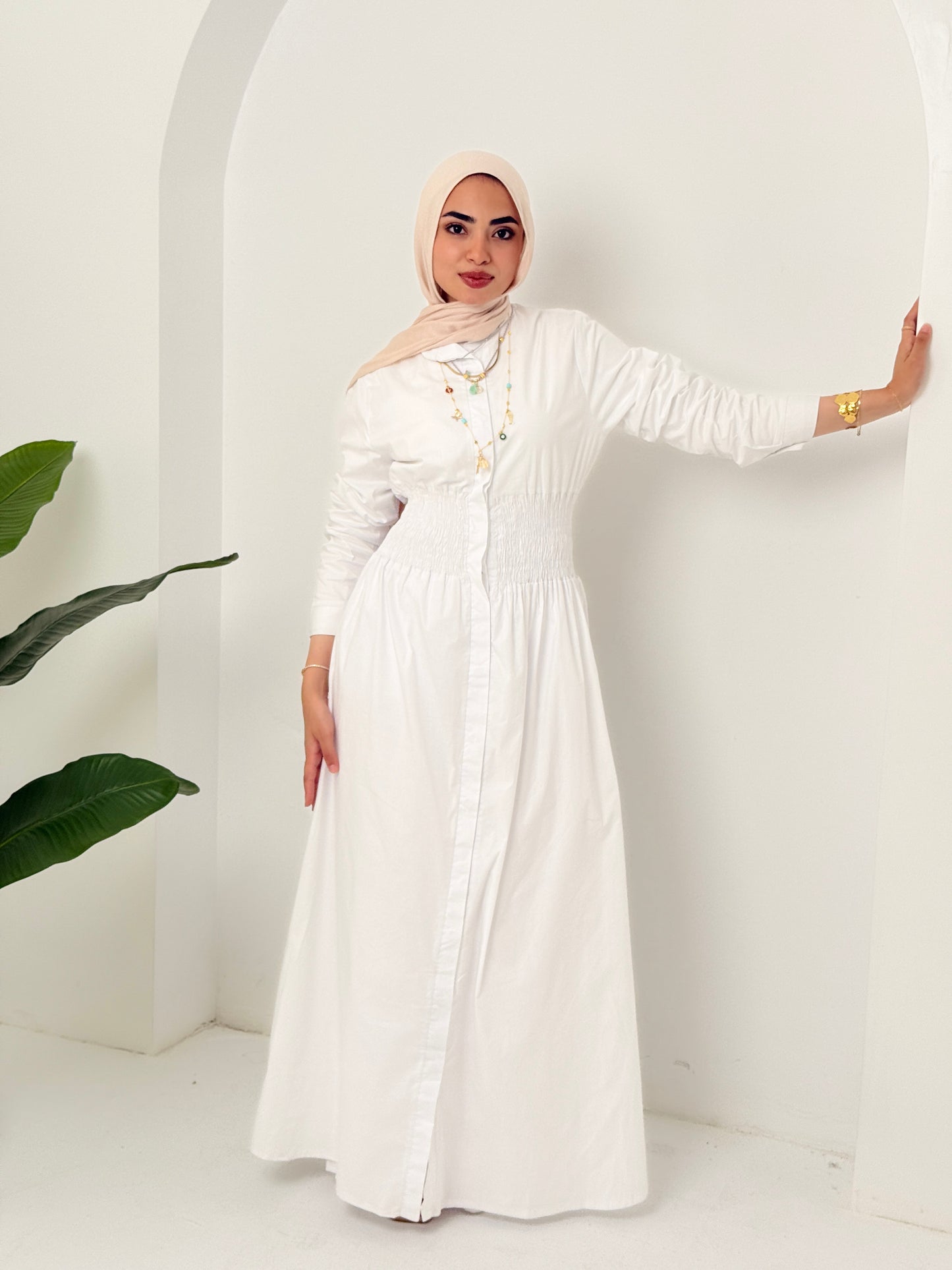 Poplin Dress In White