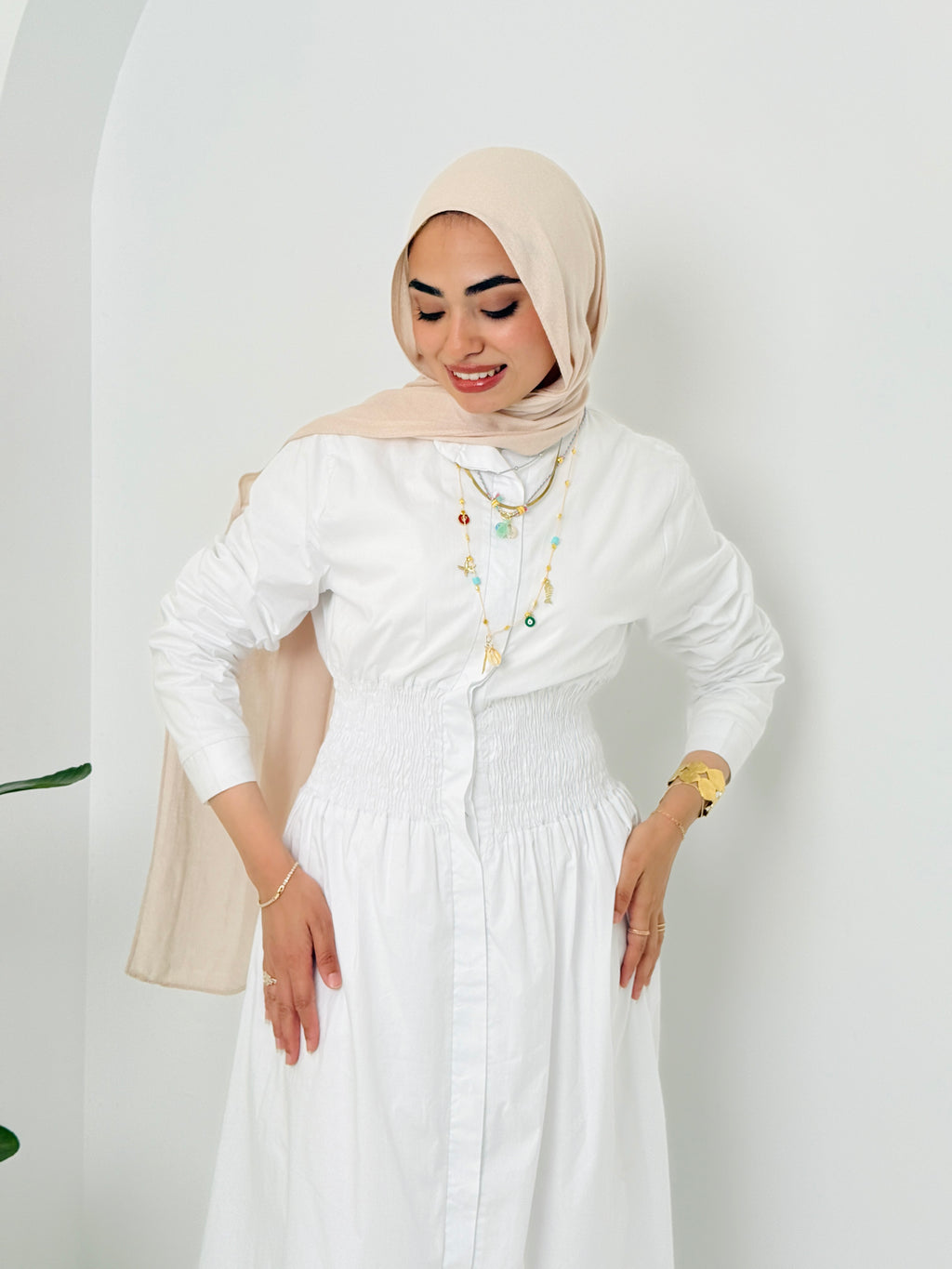 Poplin Dress In White