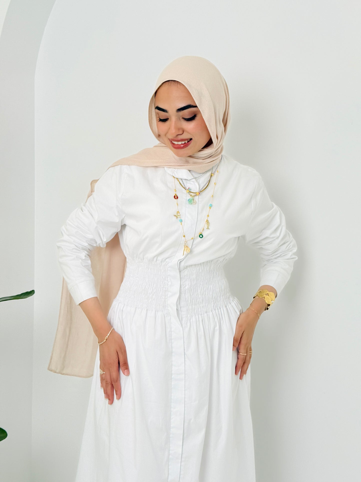 Poplin Dress In White
