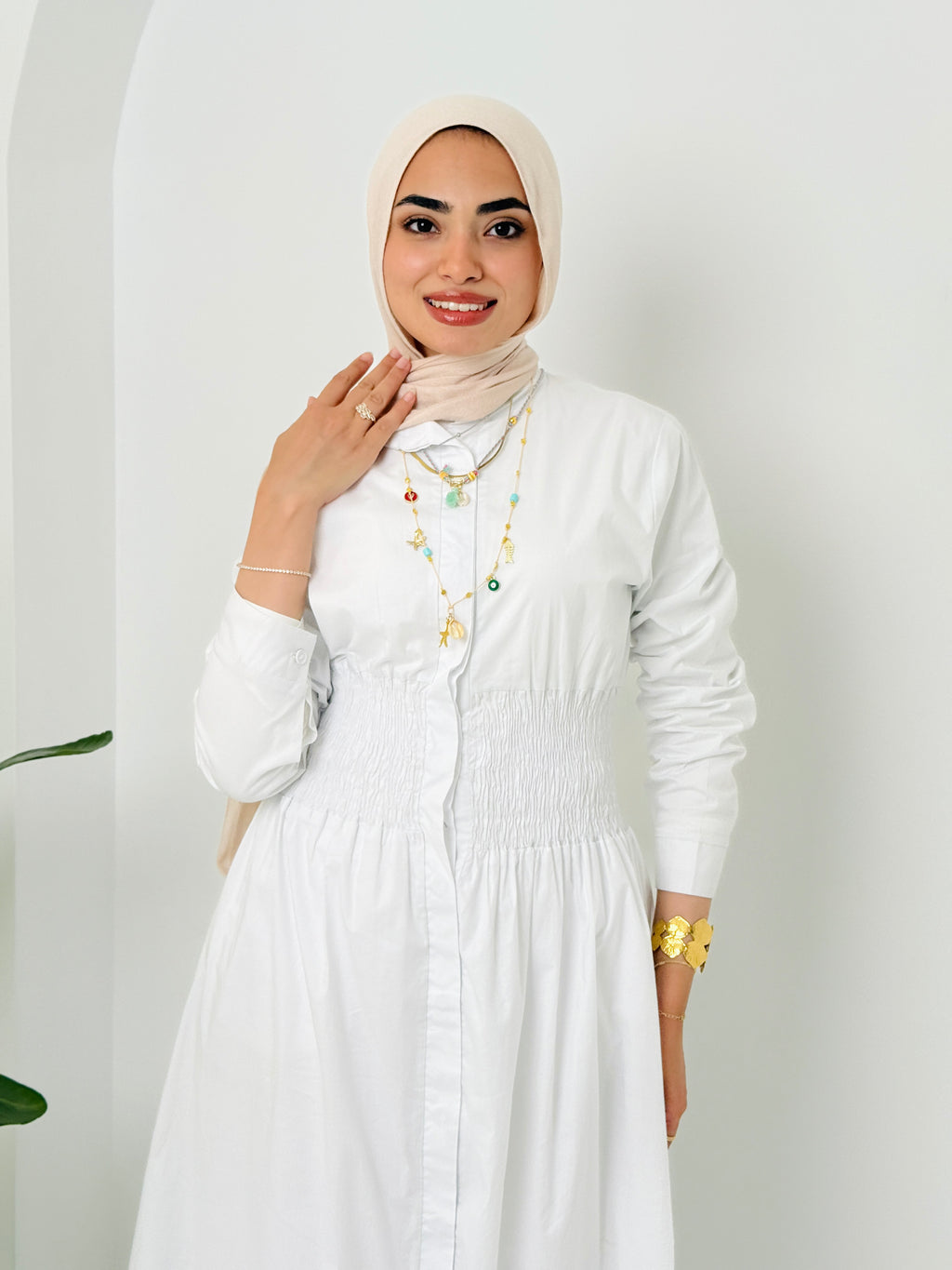 Poplin Dress In White