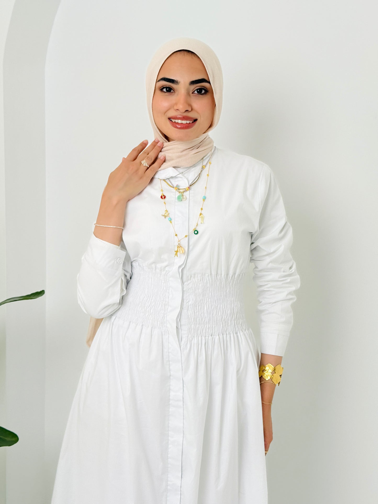 Poplin Dress In White