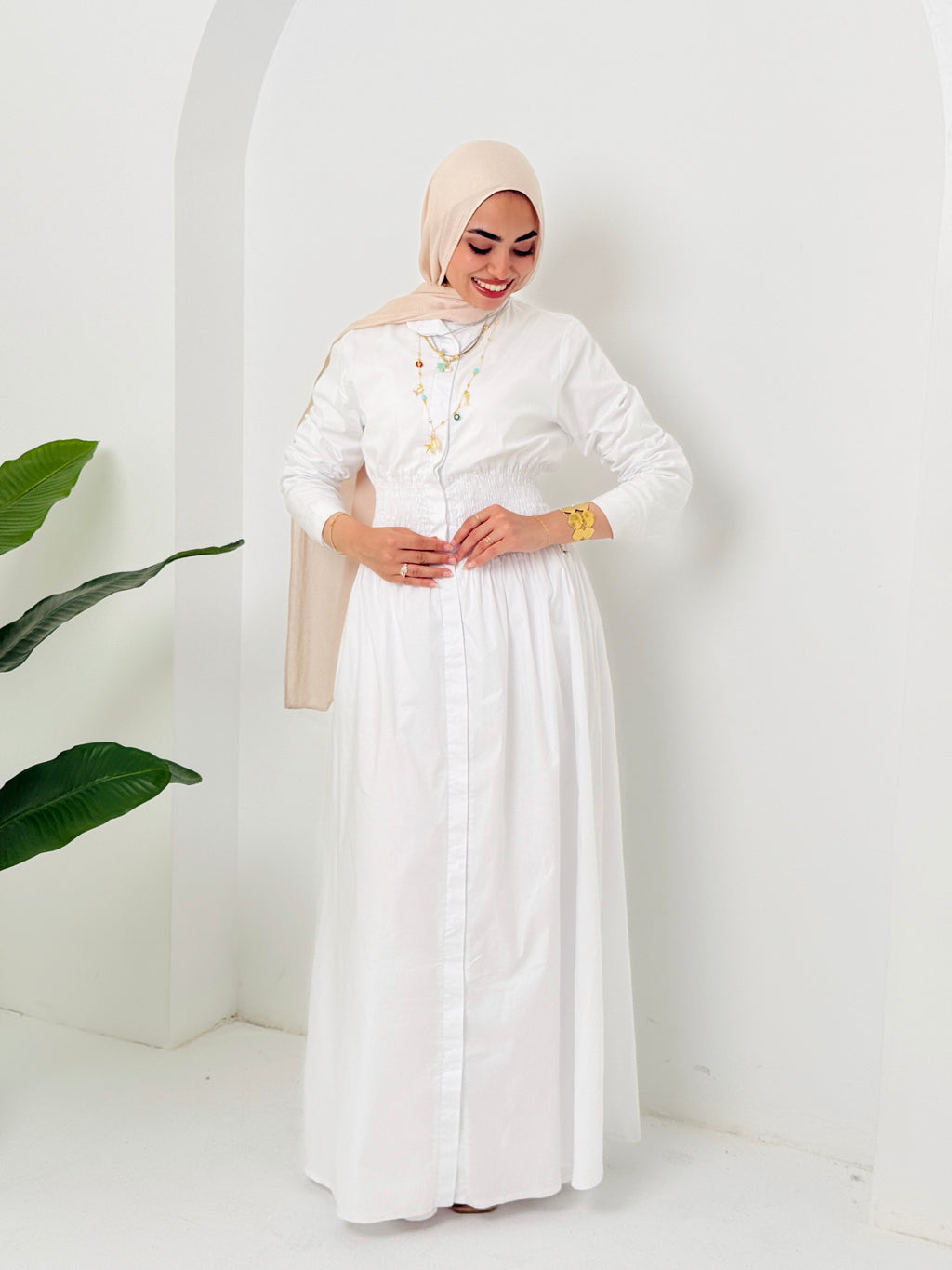 Poplin Dress In White