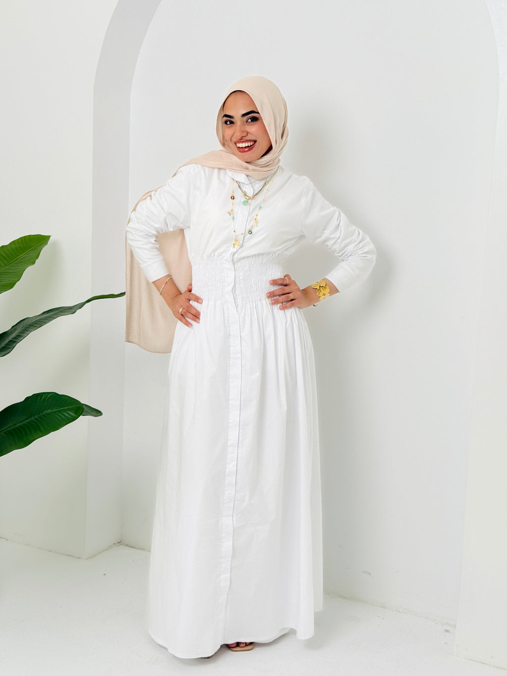Poplin Dress In White