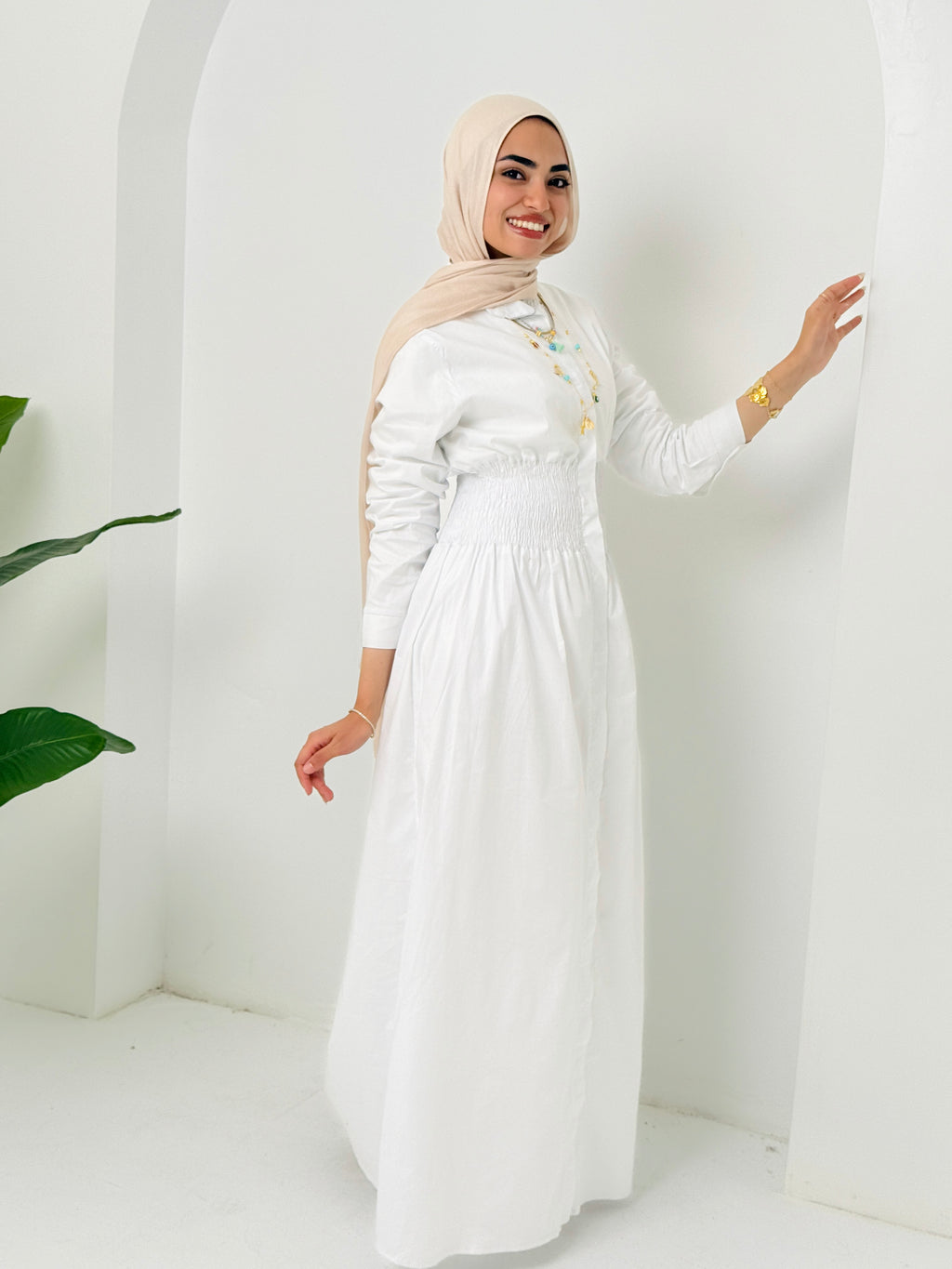 Poplin Dress In White