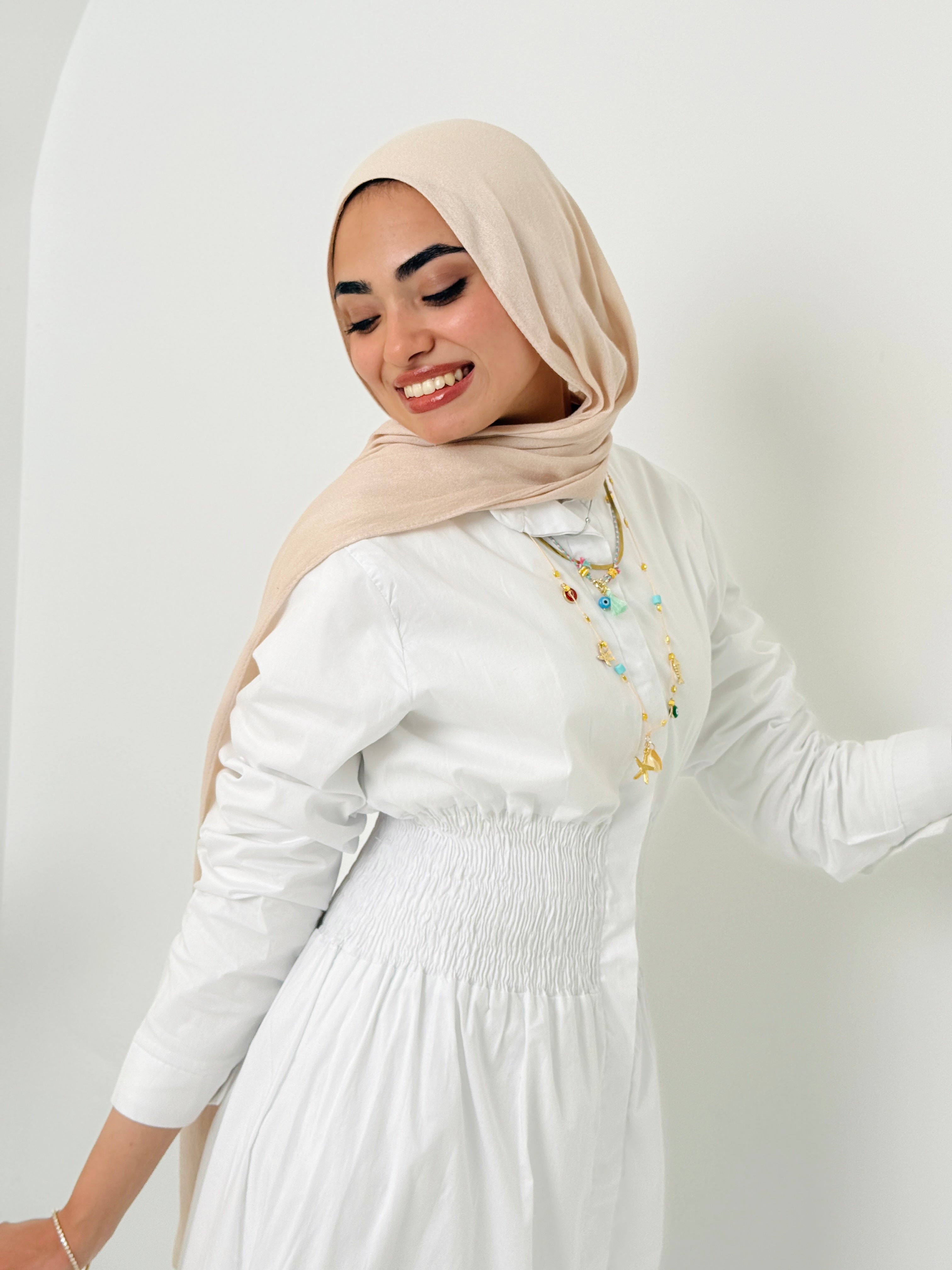 Poplin Dress In White