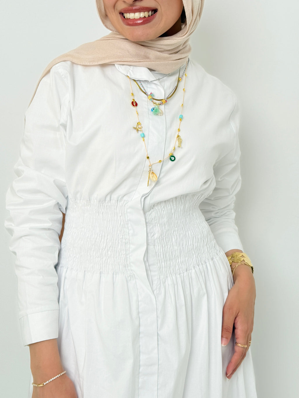Poplin Dress In White