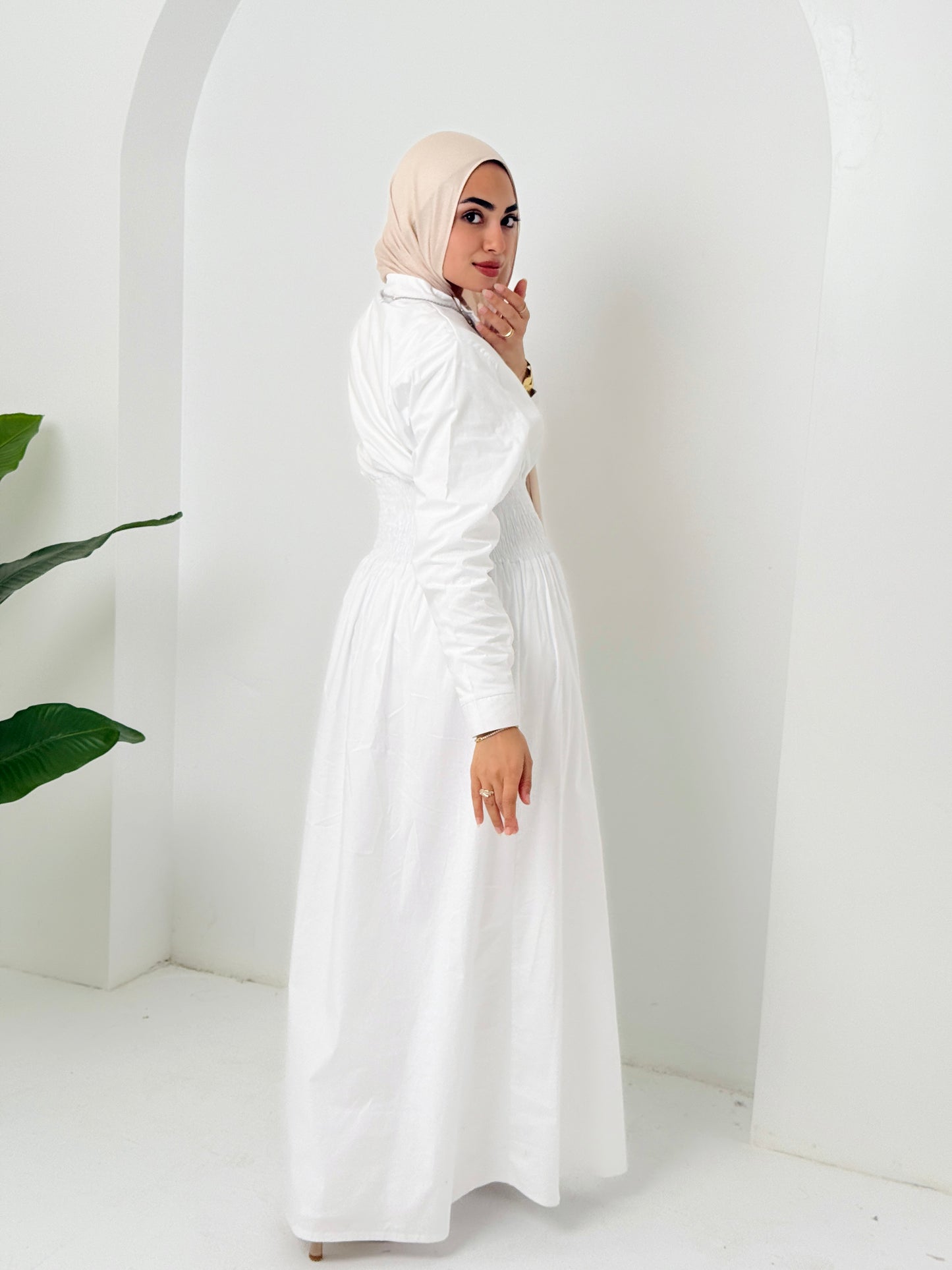 Poplin Dress In White