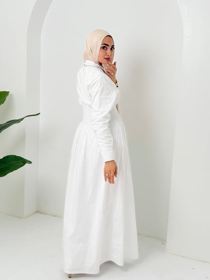 Poplin Dress In White