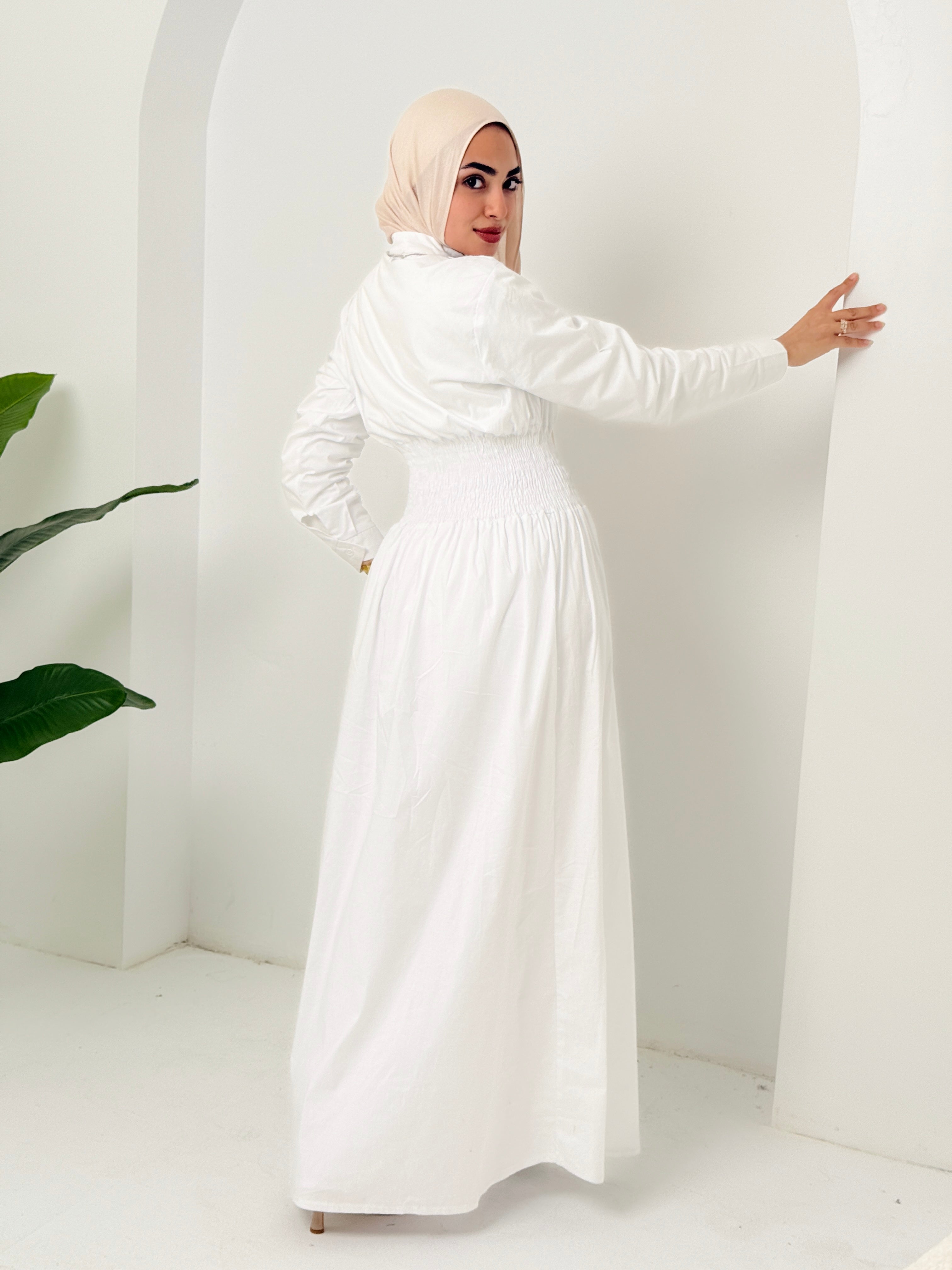 Poplin Dress In White