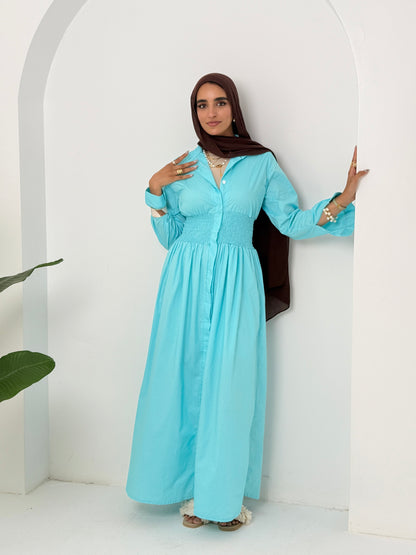 Poplin Dress In Turquoise