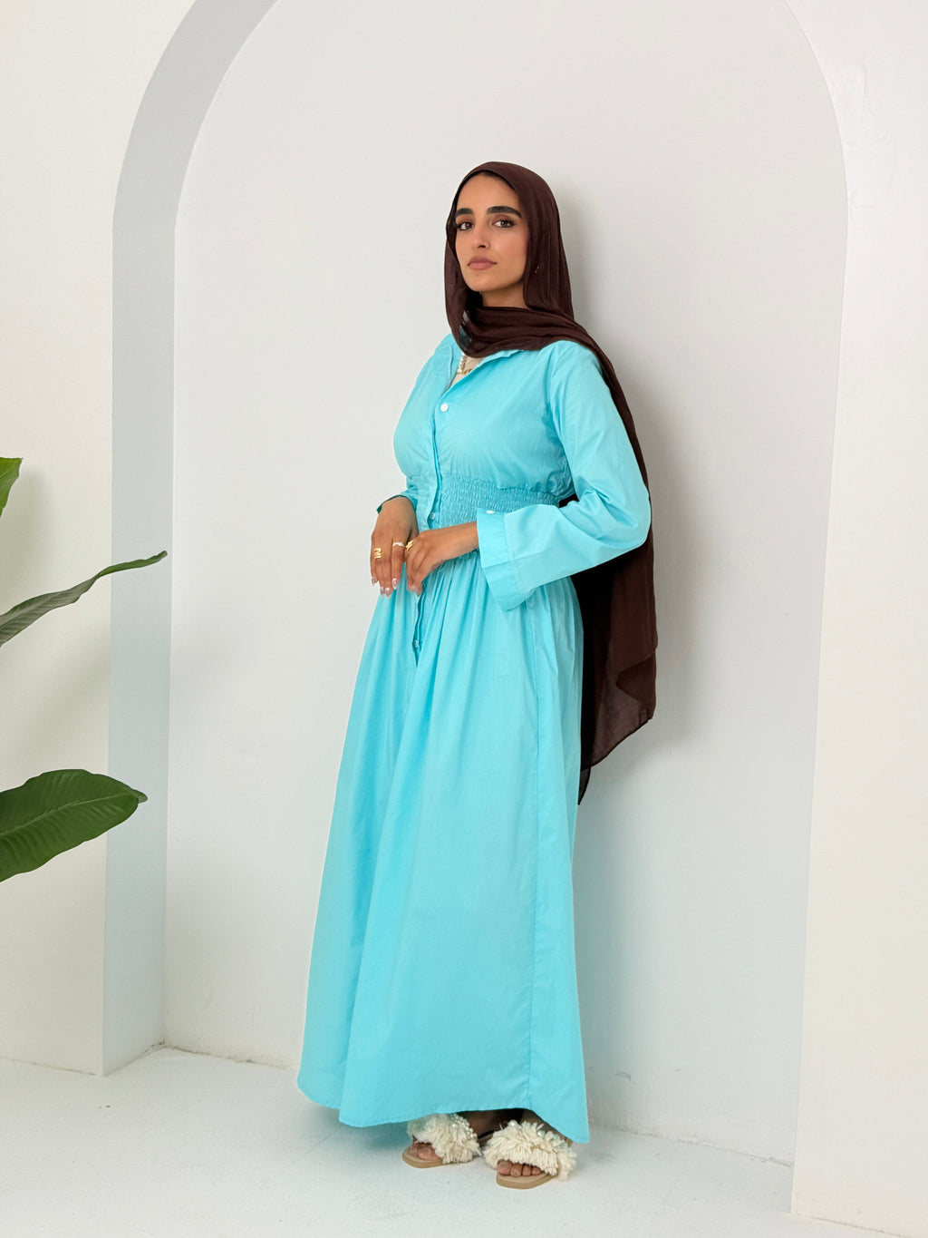 Poplin Dress In Turquoise