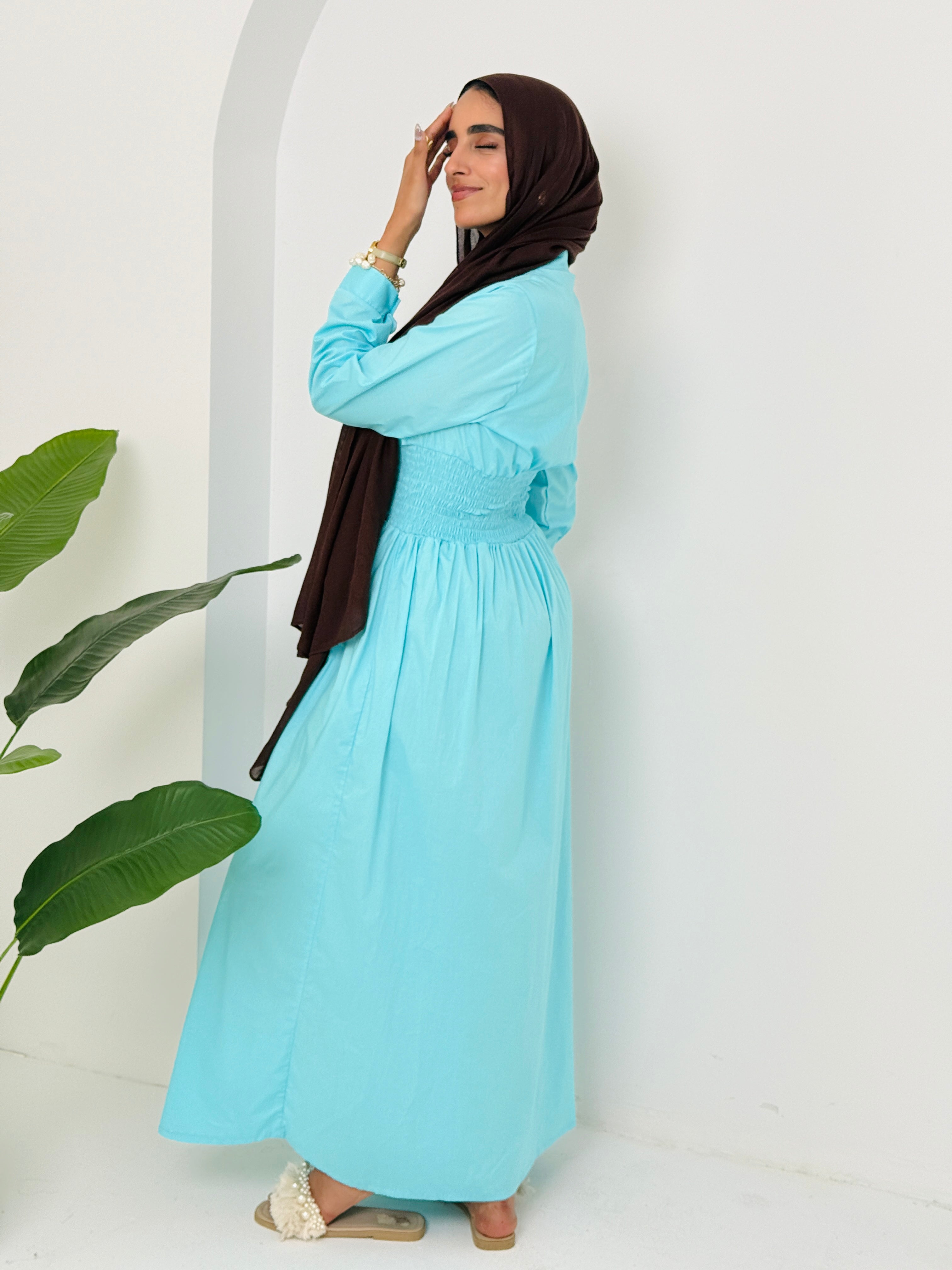Poplin Dress In Turquoise