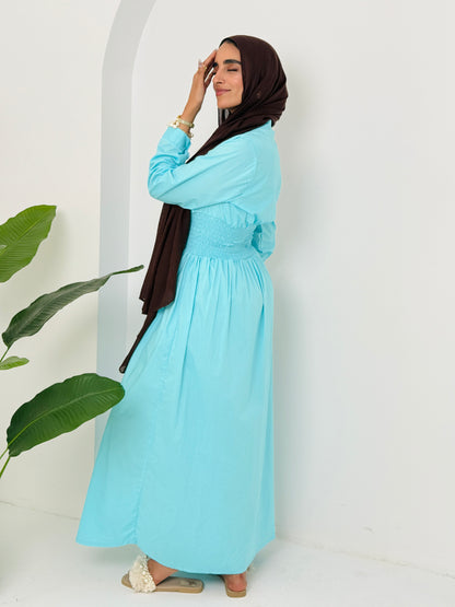 Poplin Dress In Turquoise