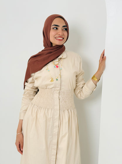 Poplin Dress In Beige