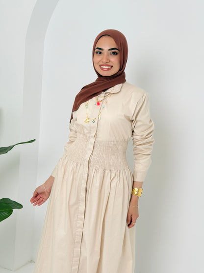Poplin Dress In Beige