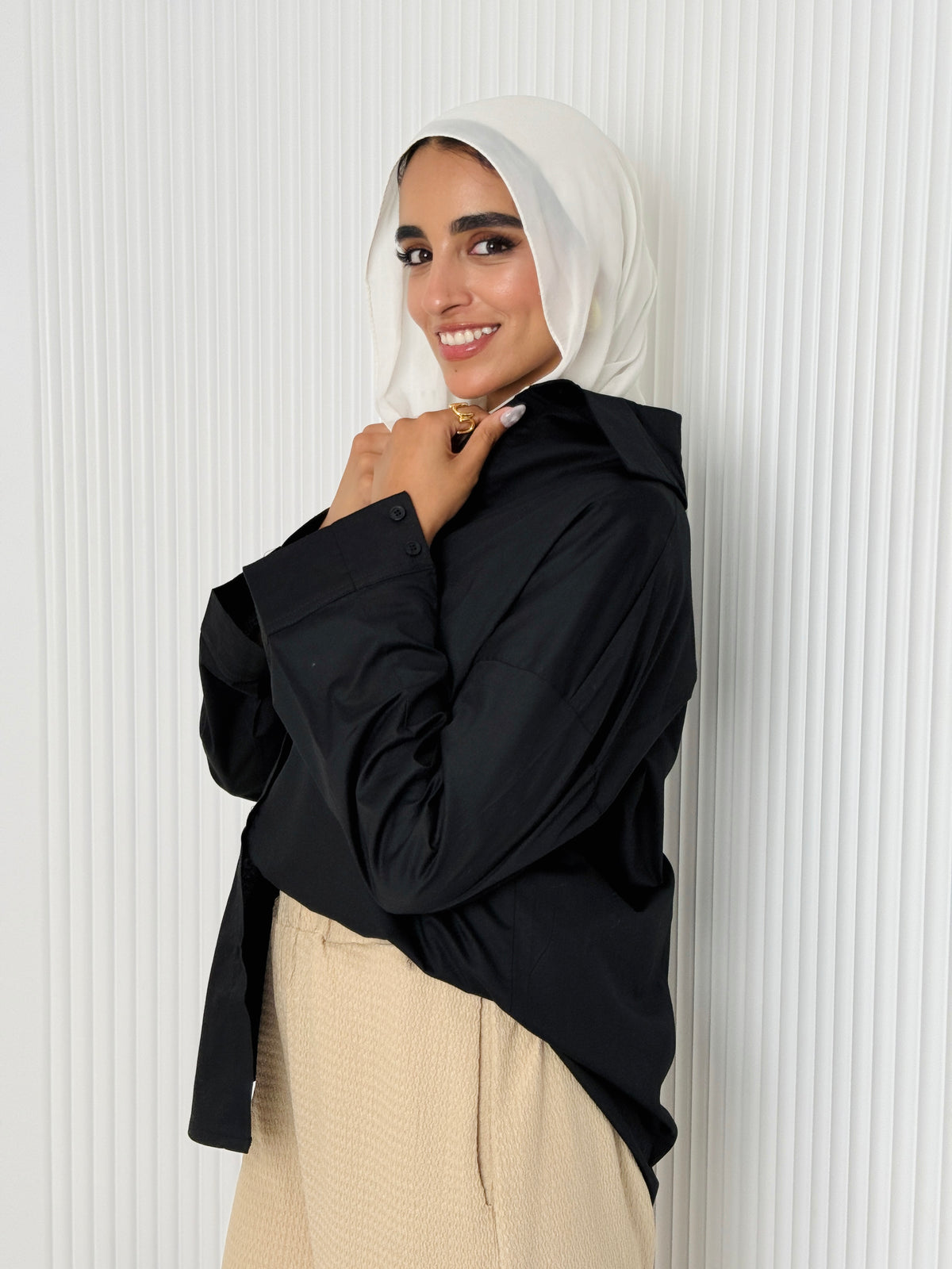 Black poplin shirt