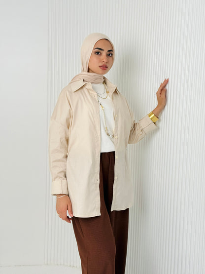 Beige Poplin Shirt