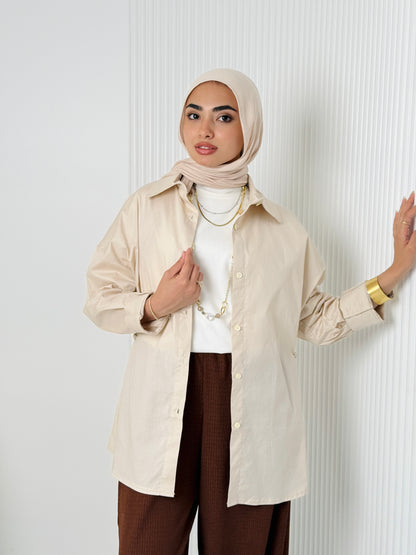 Beige Poplin Shirt
