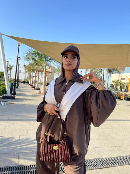 Flowy Bomber Set — Chocolate Brown