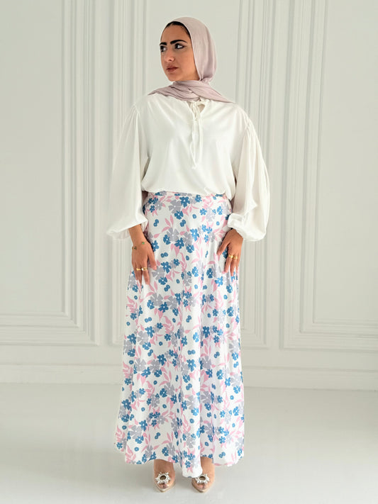 Flower Satin Skirt In Pink