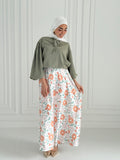 Flower Satin Skirt In Orange