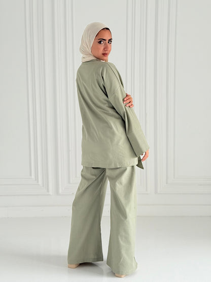 Hugo Linen Wrapped Set In Olive