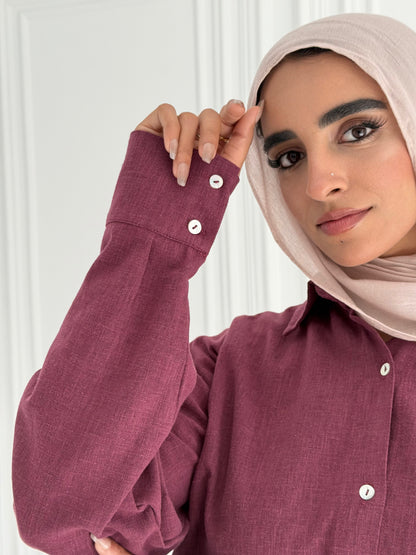 Fancy linen Set In Maroon