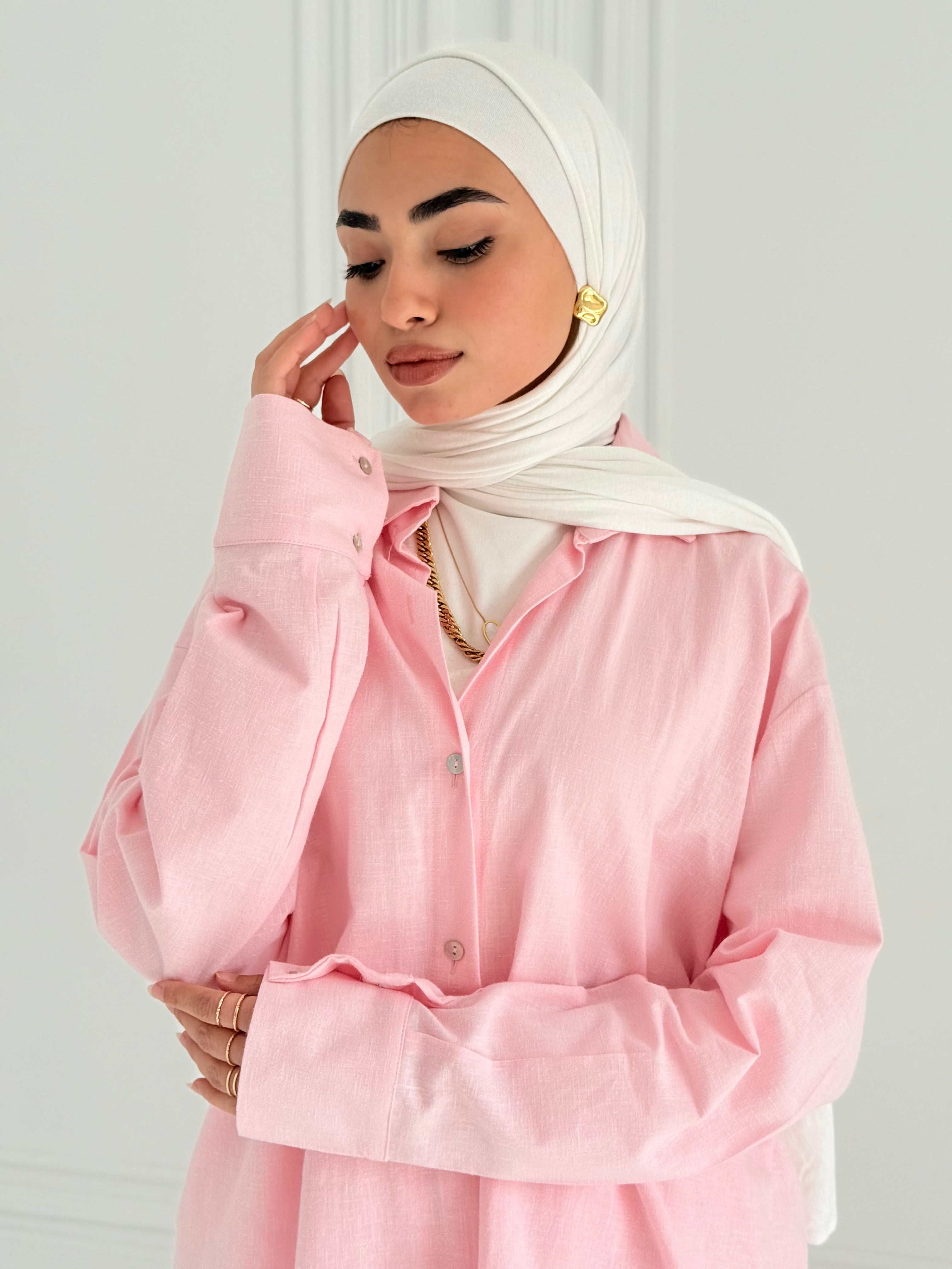 Fancy linen Set In Baby-Pink