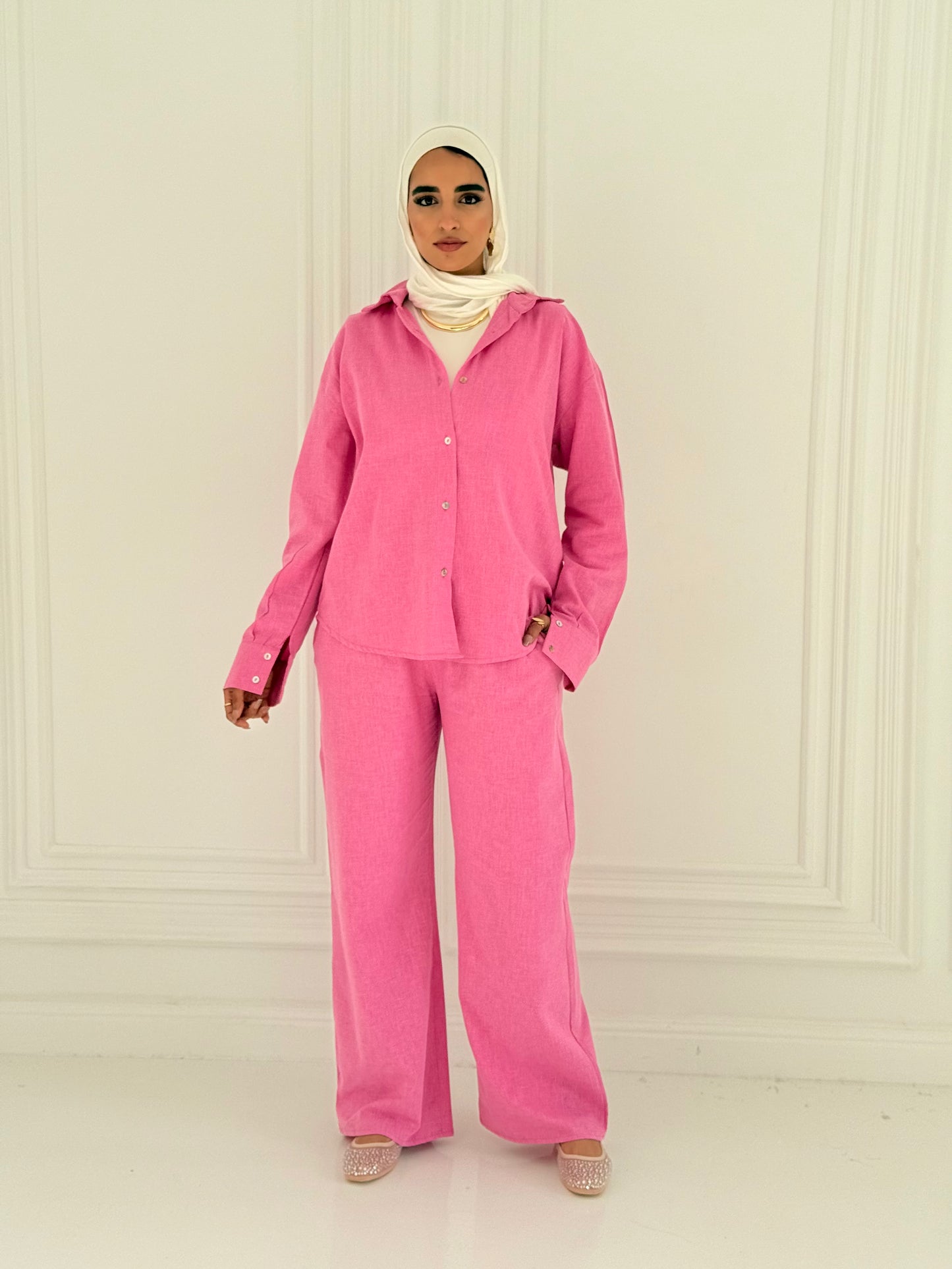 Fancy linen Set In Pink