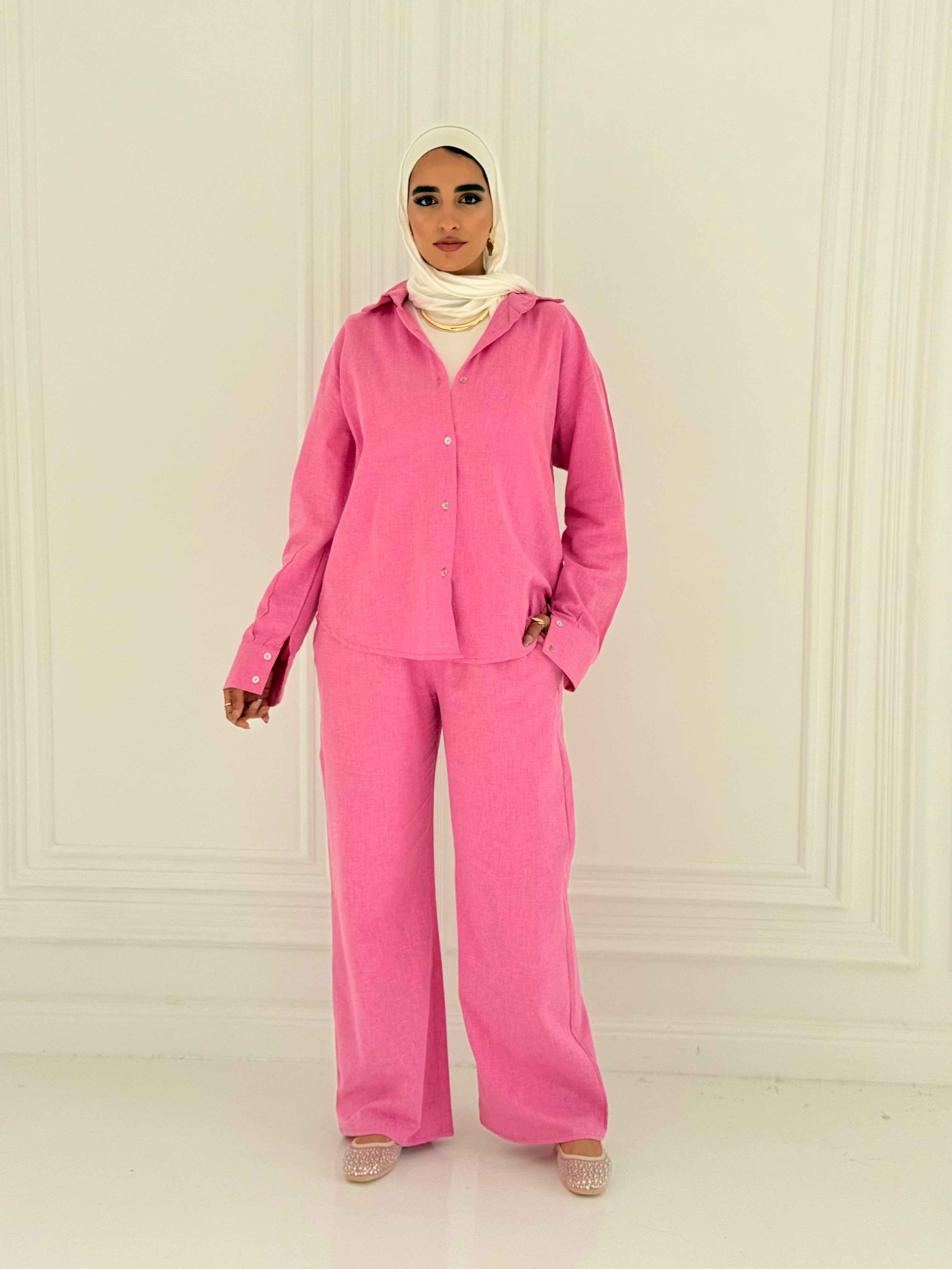 Fancy linen Set In Pink